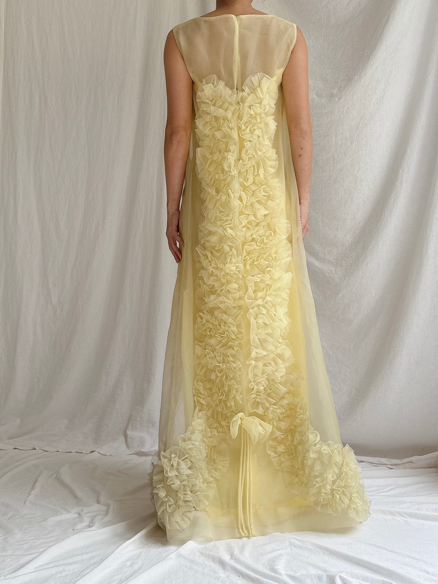 1960s Nylon Ruffle Gown - S