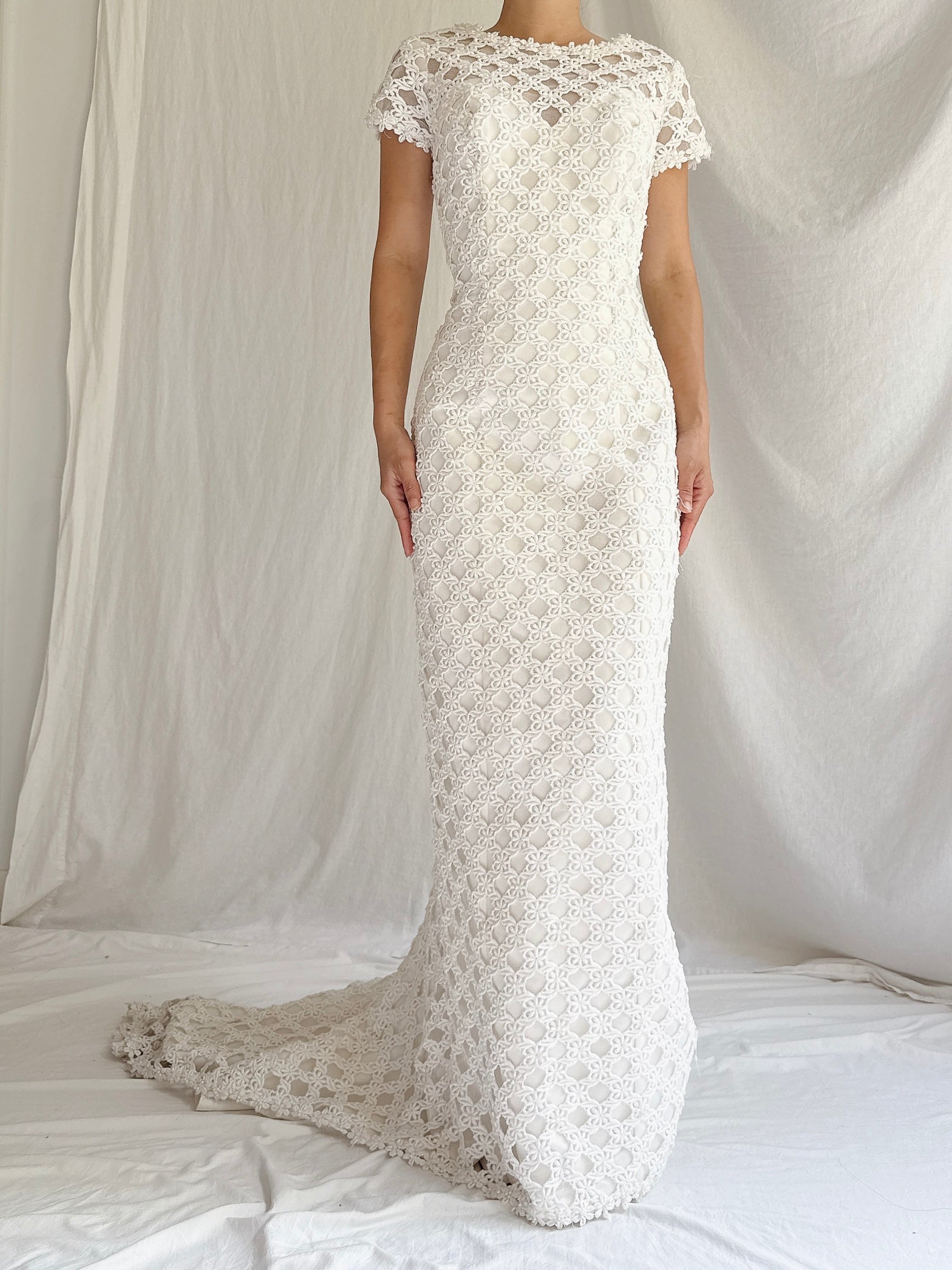 Vintage Lace Cutout Embroidered Gown - S