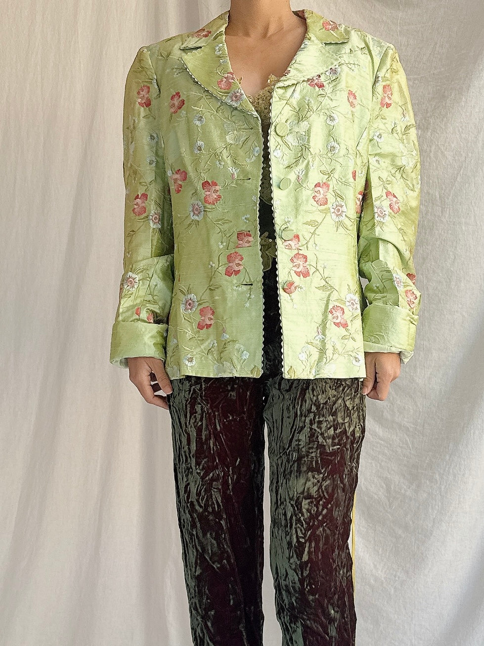 Vintage Silk Embroidered Jacket - M