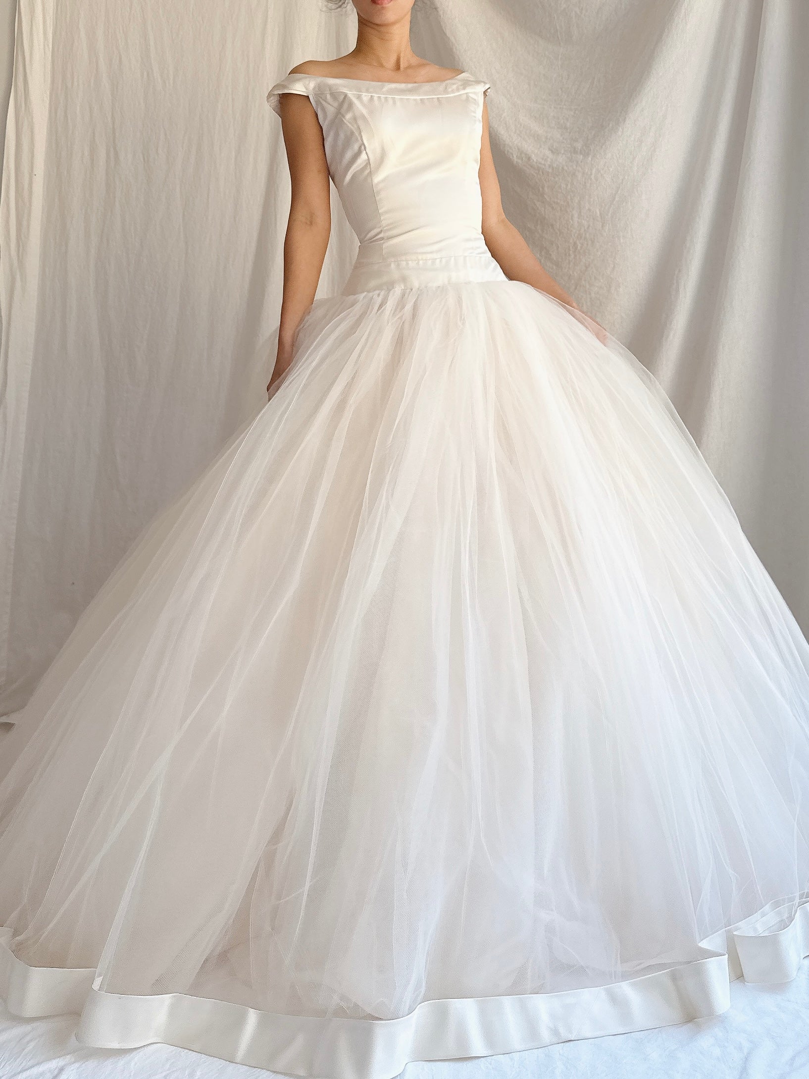 Vintage Champagne Tulle Dress - XS/2/4