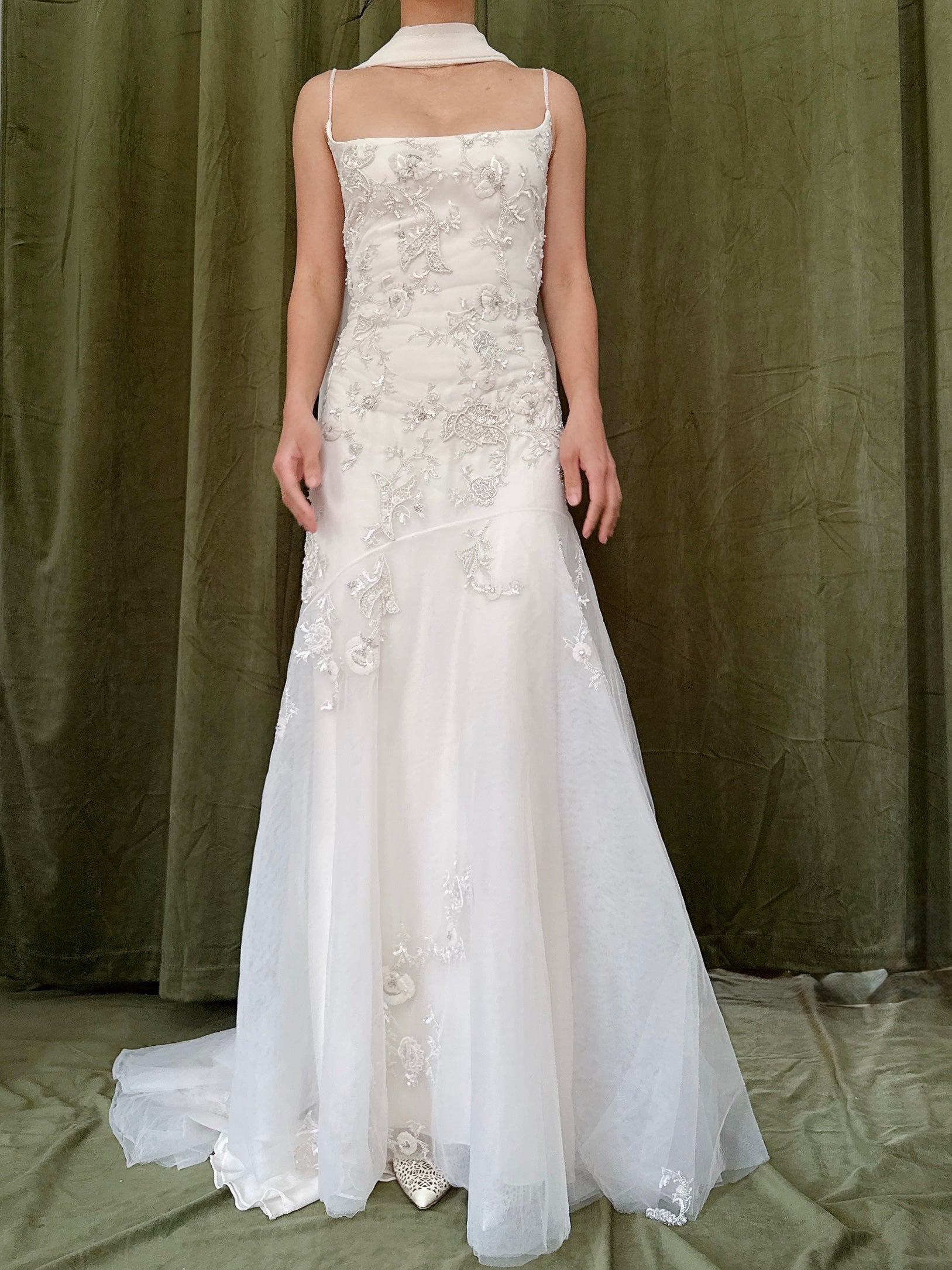 Vintage Reem Acra Silk and Tulle Beaded Gown - Size 8
