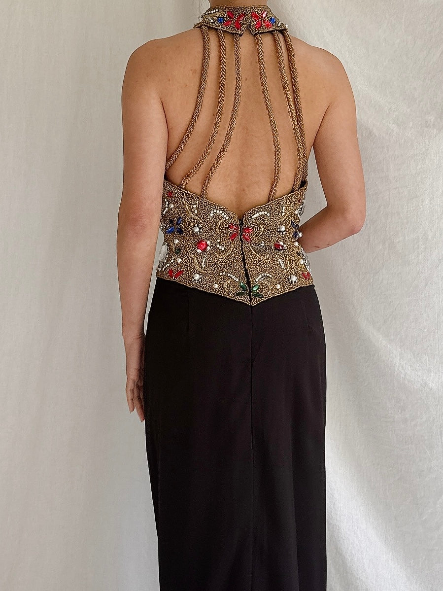 Vintage Encrusted Bodice Gown - M/L