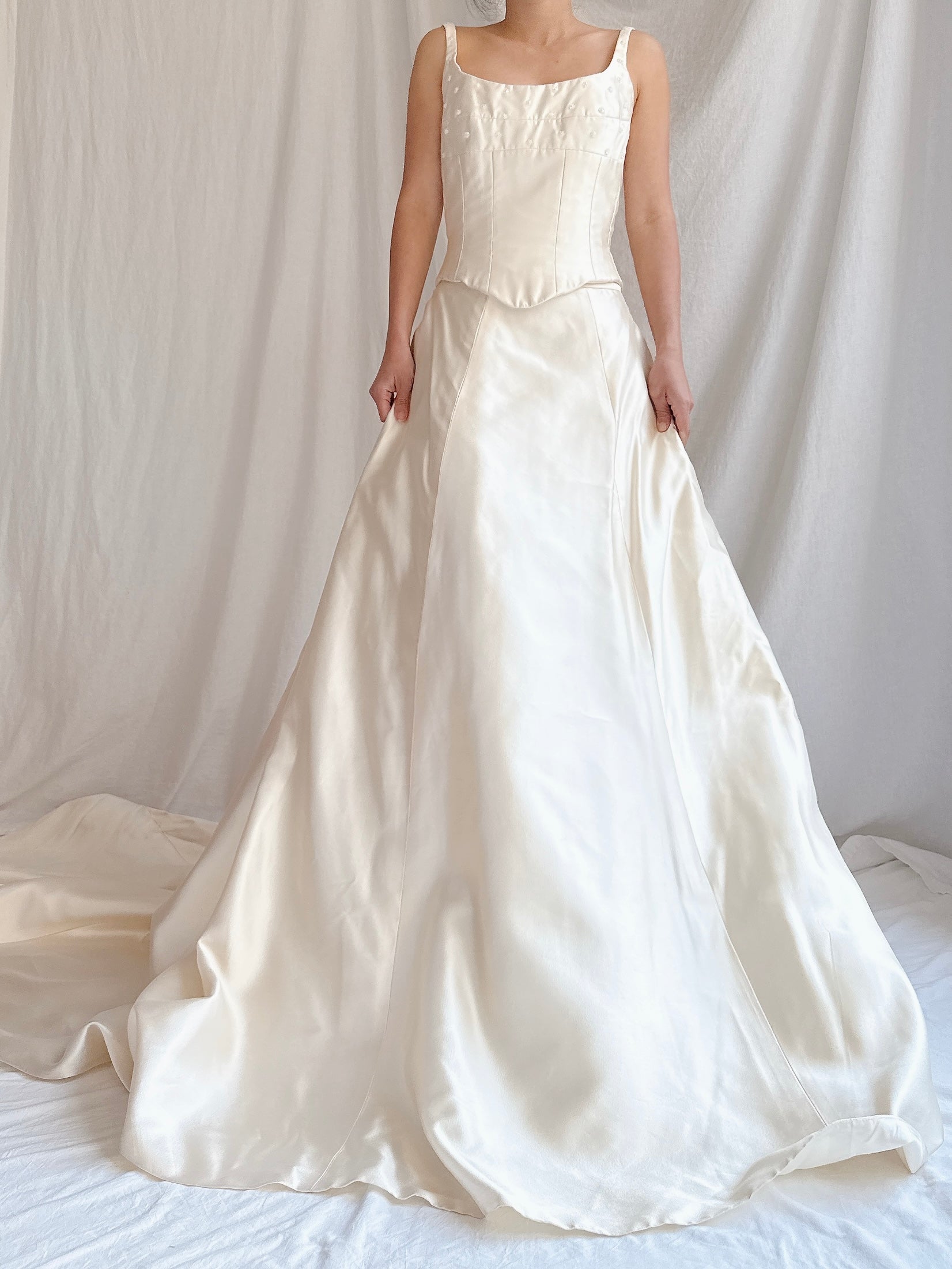 Vintage Silk 2-Piece Wedding Ensemble - S/M 6 UK12