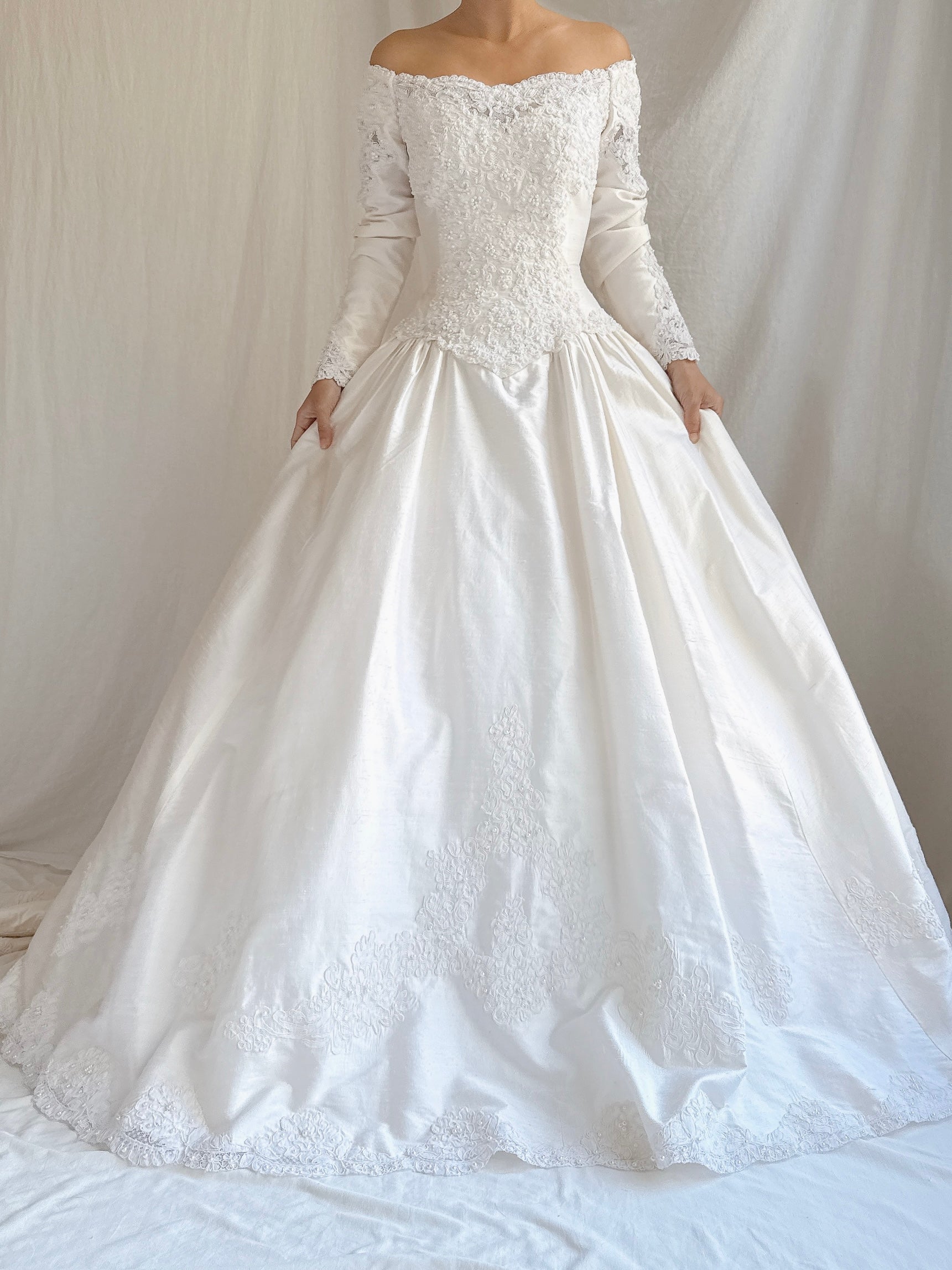 Vintage Long Sleeve Silk Gown - S