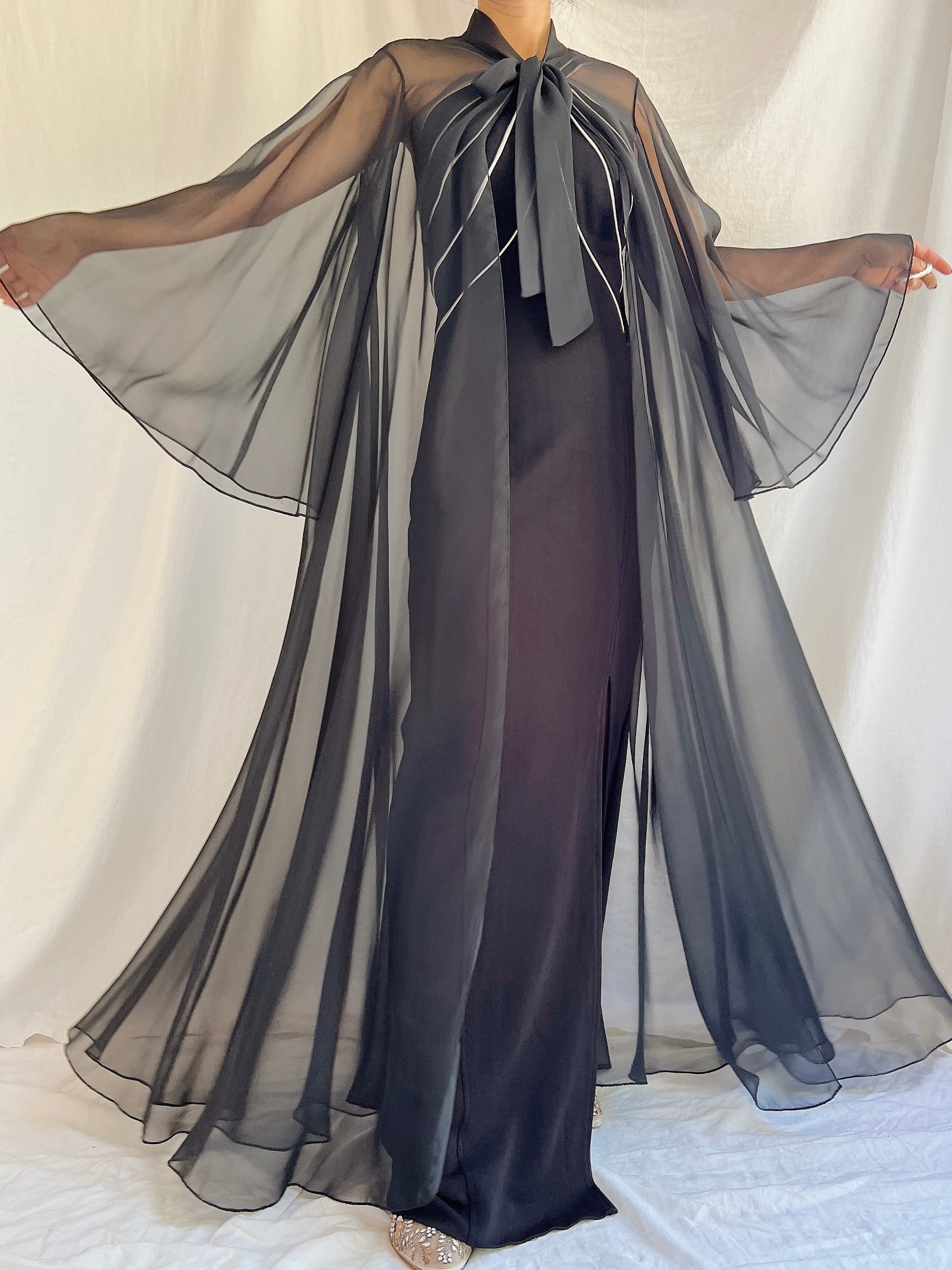 1960s Sheer Angel Sleeves Duster - OSFM