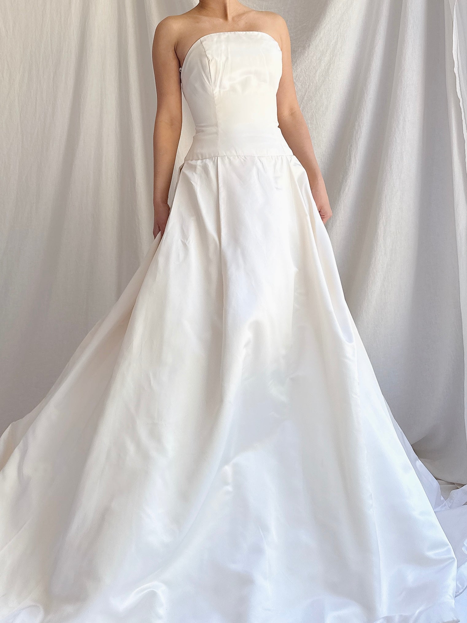 Vintage Silk/Rayon Satin Dropped Waist Gown - S