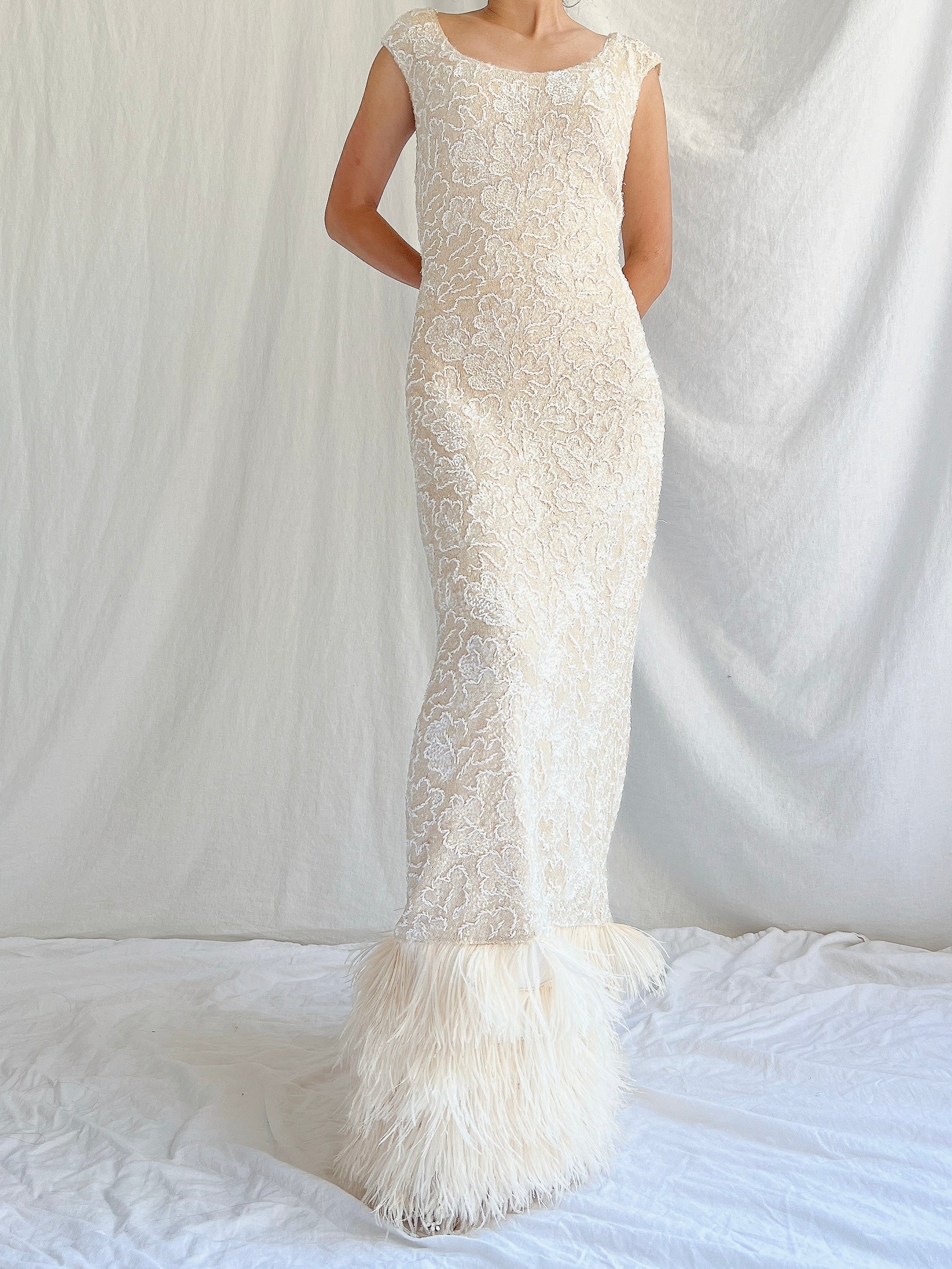 1960s Wool Sequins Gown - M