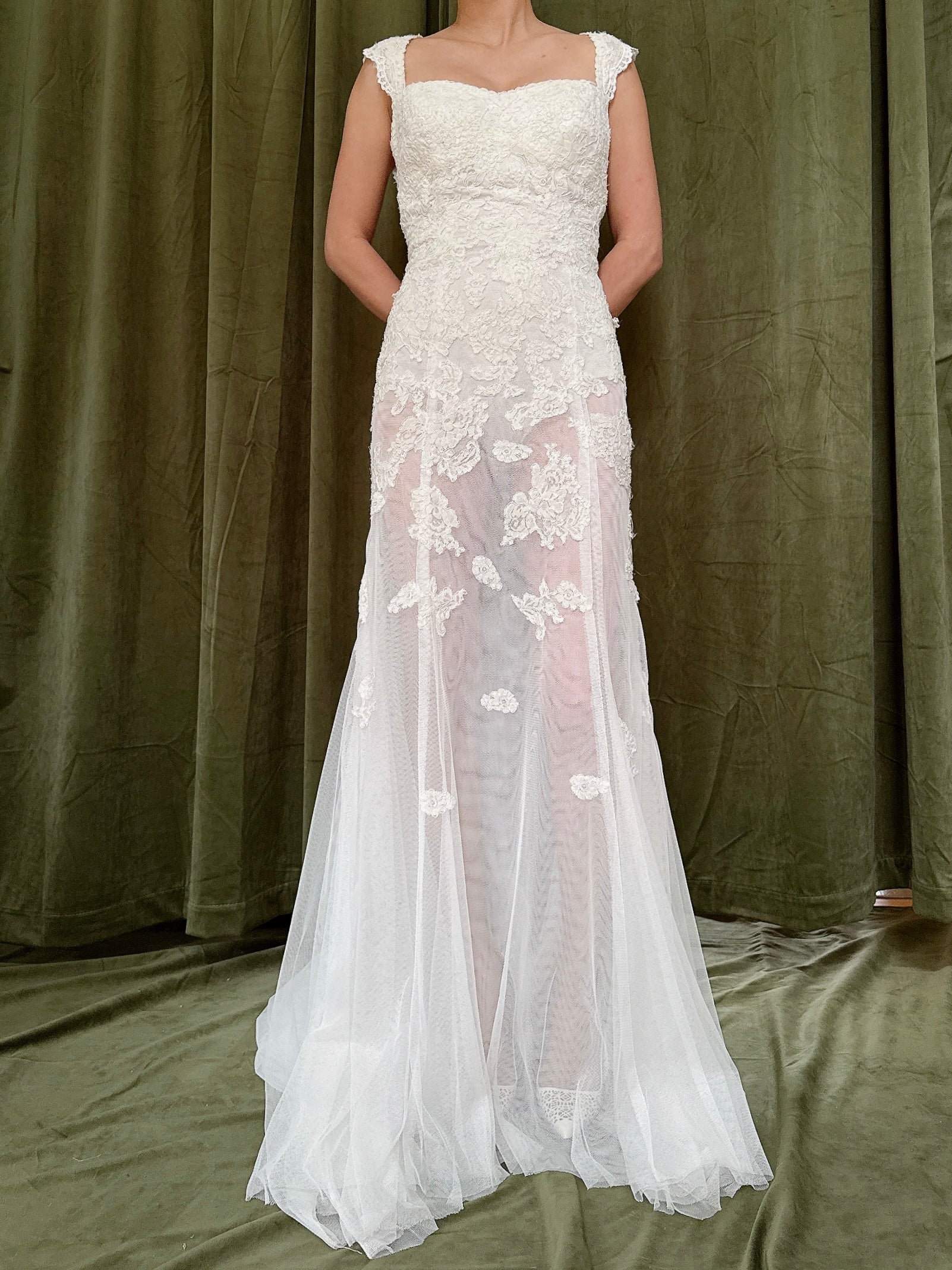 Vintage Sheer Lace Dress - S