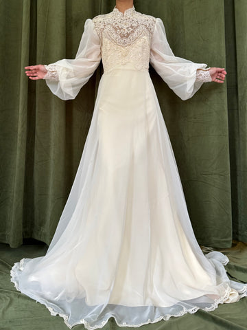 Vintage Chiffon Poet Dress - M