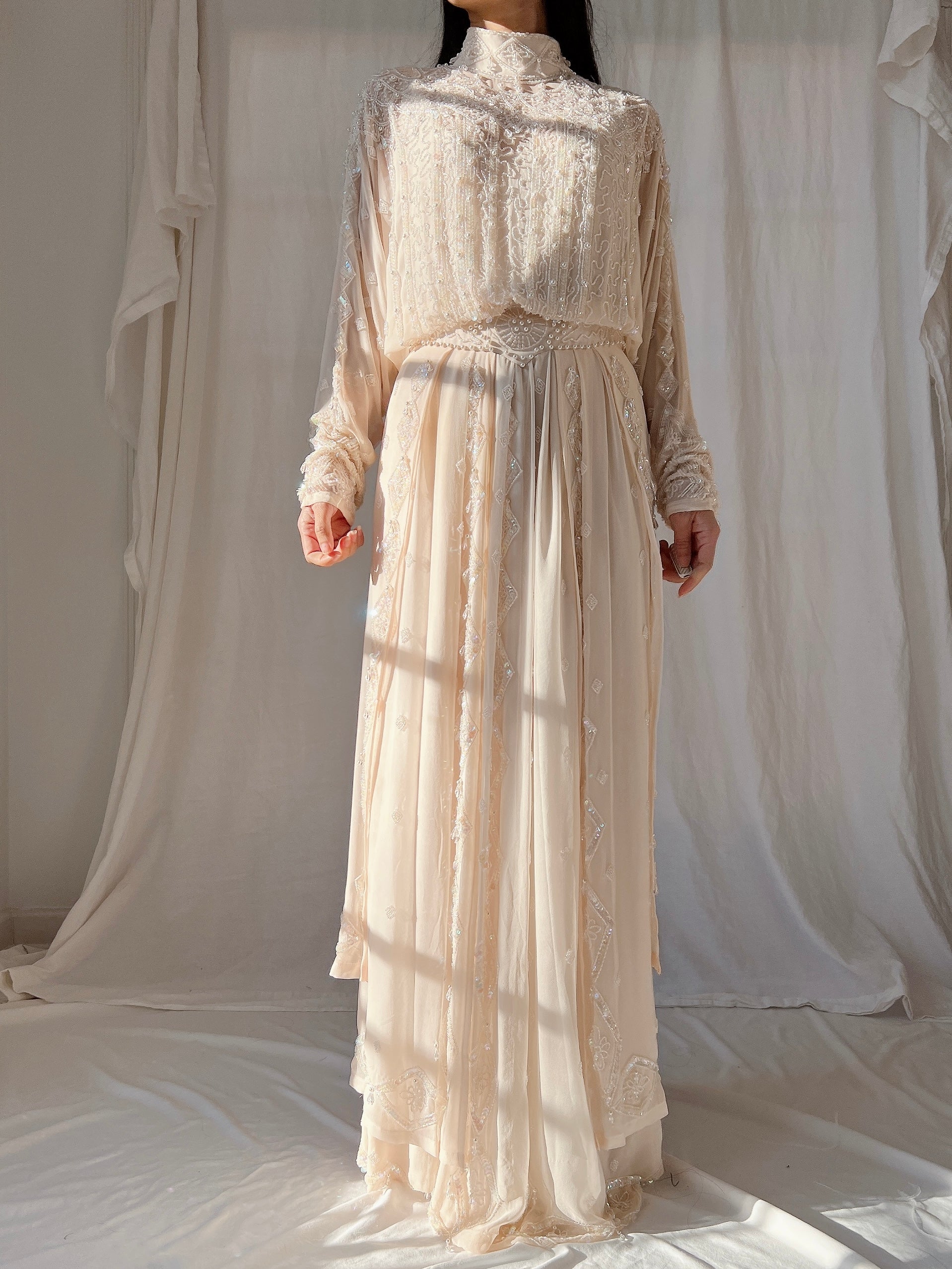 Vintage Silk High Neck Gown - S/4