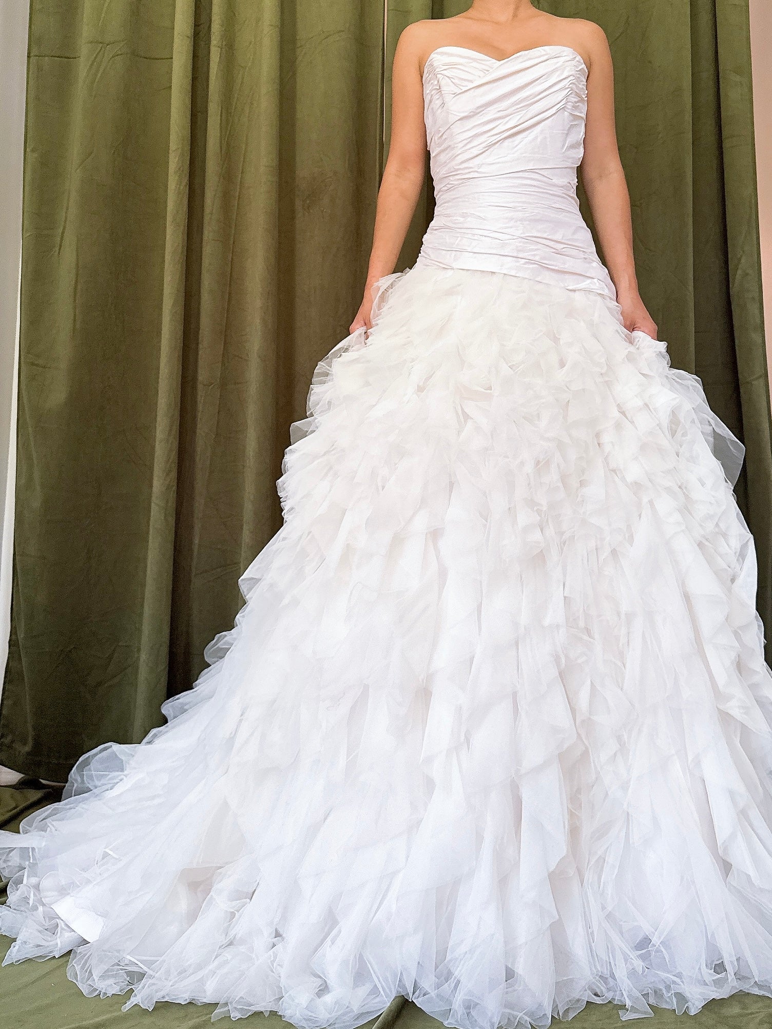 Vintage Maggie Sotterro Silk Tulle Ruffled Dress - 35B/30W/60L