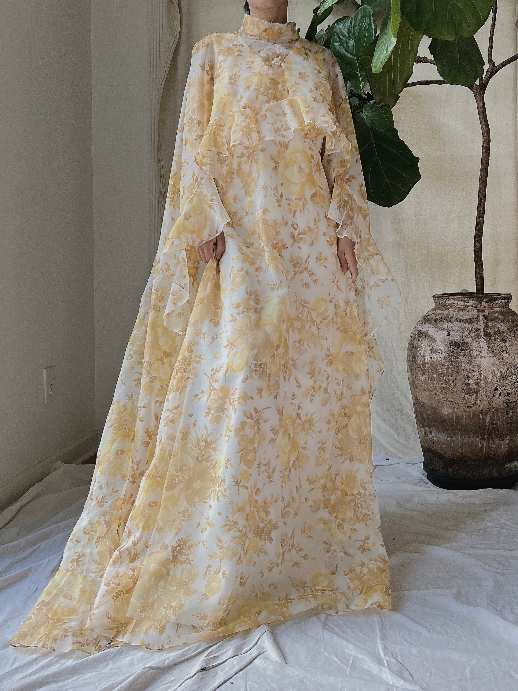 Vintage Voile Cape Dress - S/M