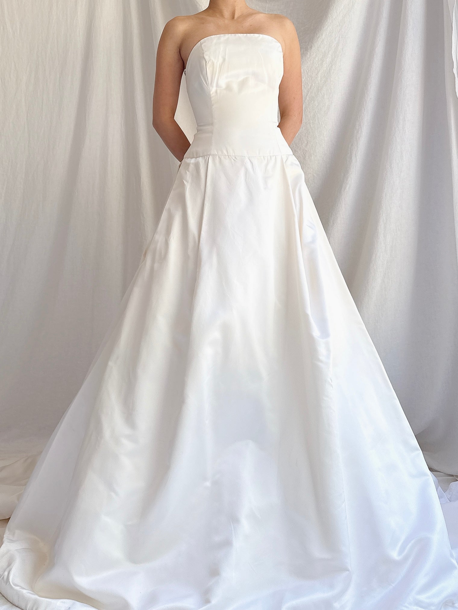 Vintage Silk/Rayon Satin Dropped Waist Gown - S
