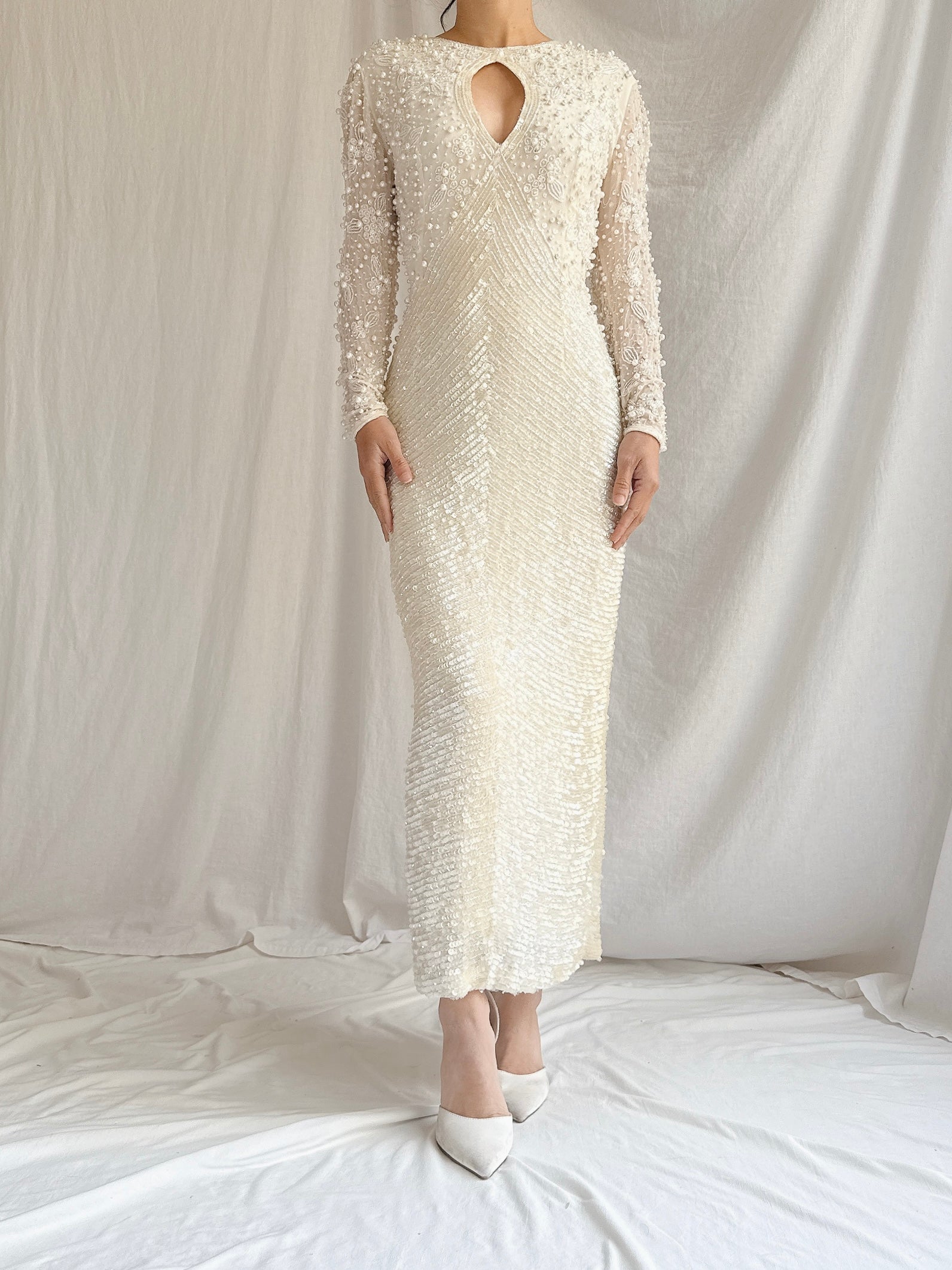 Vintage I. Magnin Silk Beaded Dress - S