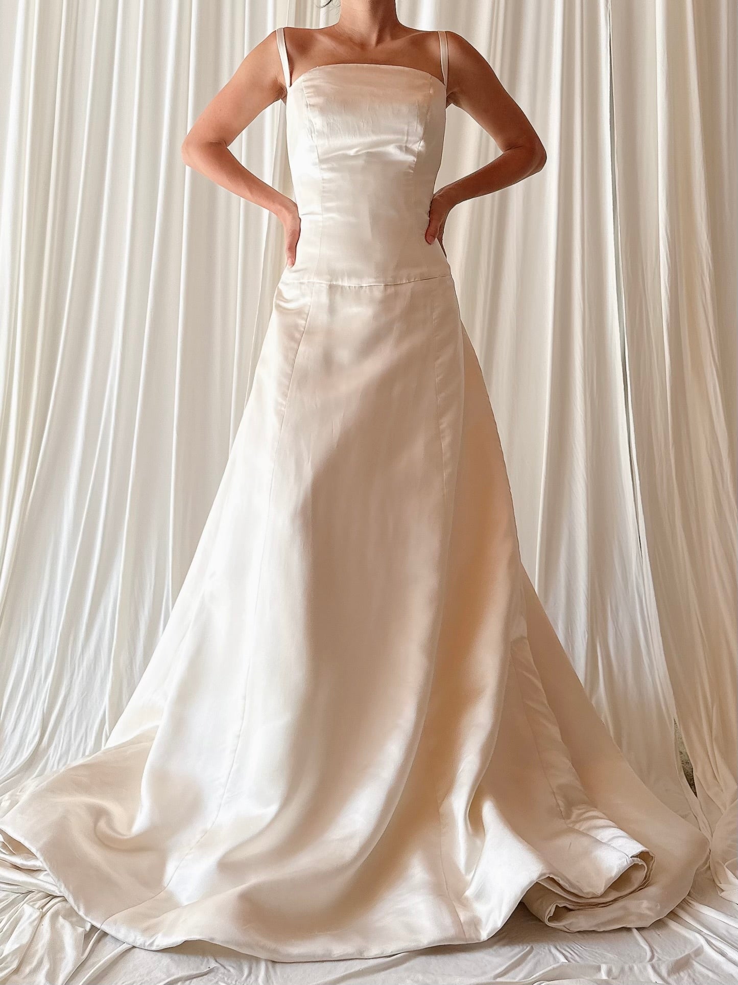 1990s Reem Acra Silk Satin Gown - M