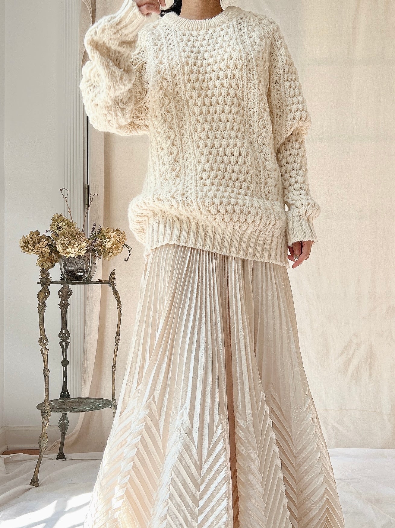 Vintage Irish Waffle Knit Pullover - L