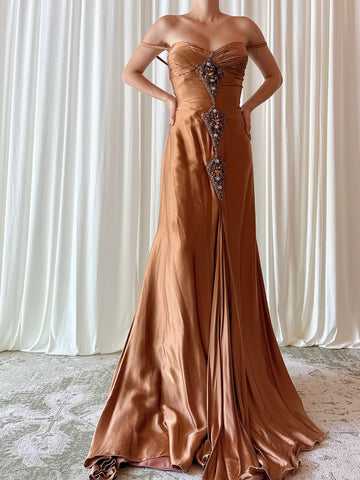 Vintage Gatti Nolli Brown Silk Gown - IT 46