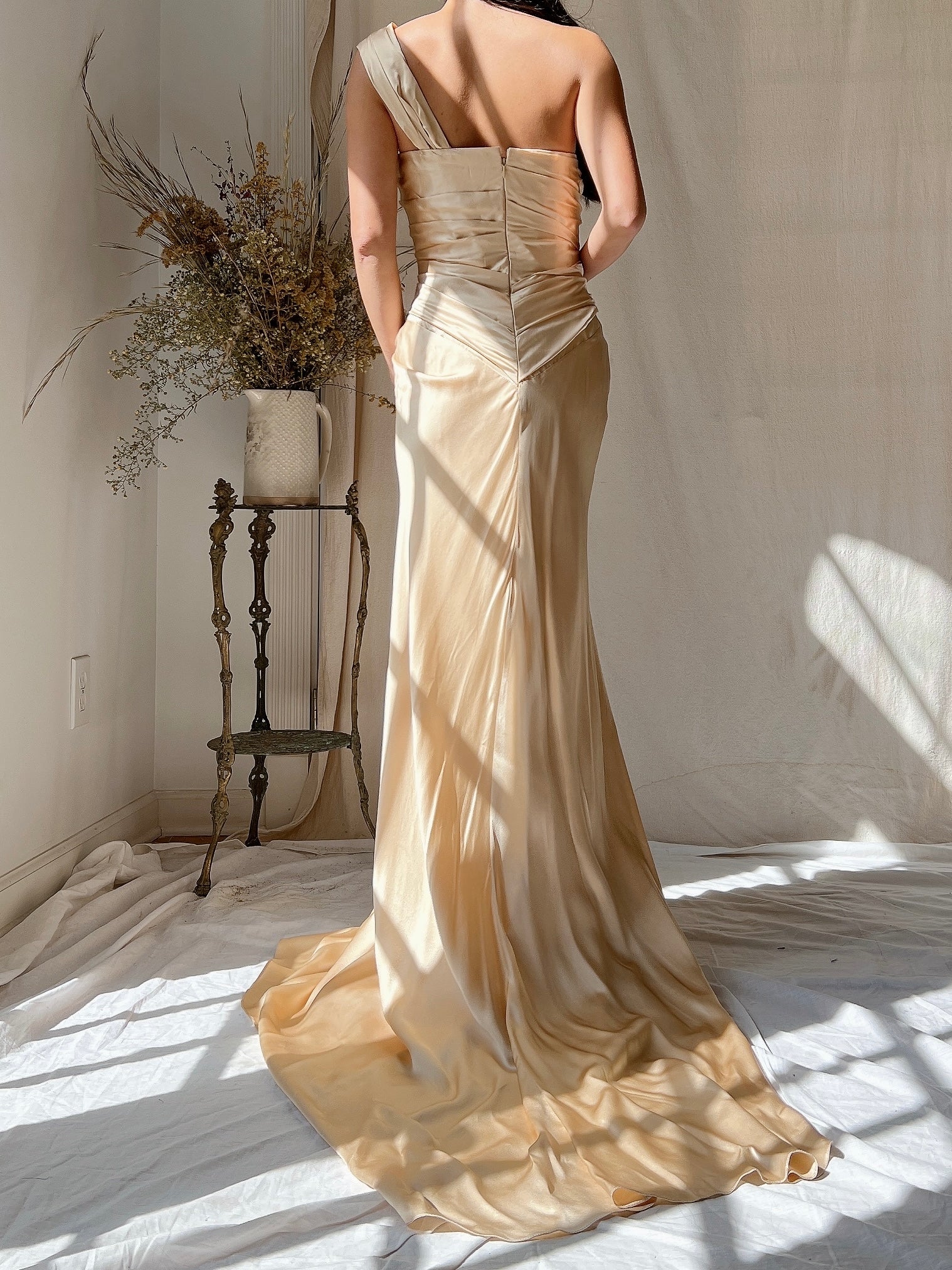 Vintage David Fielden Charmeuse Silk Dress - S