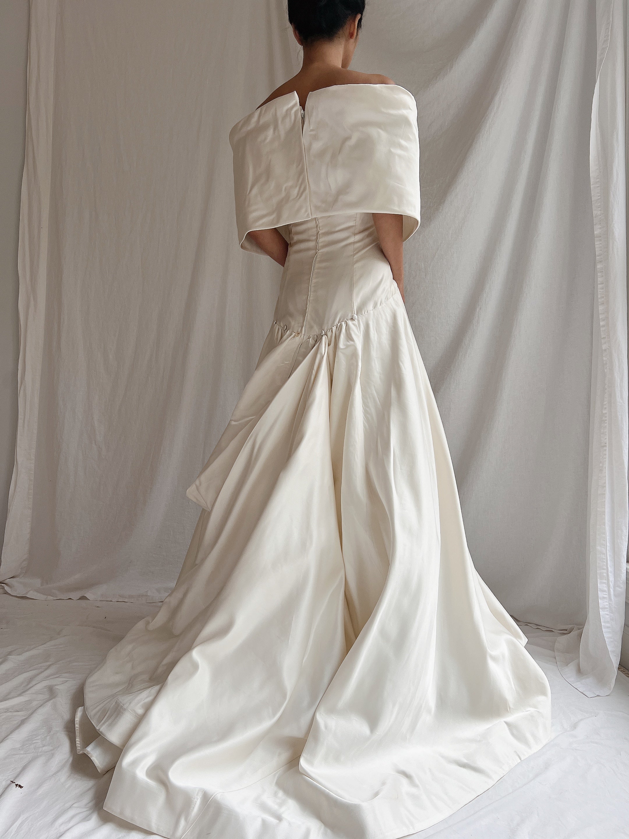 RESERVED Vintage Silk Scaasi Off-the-Shoulder Gown - M/8