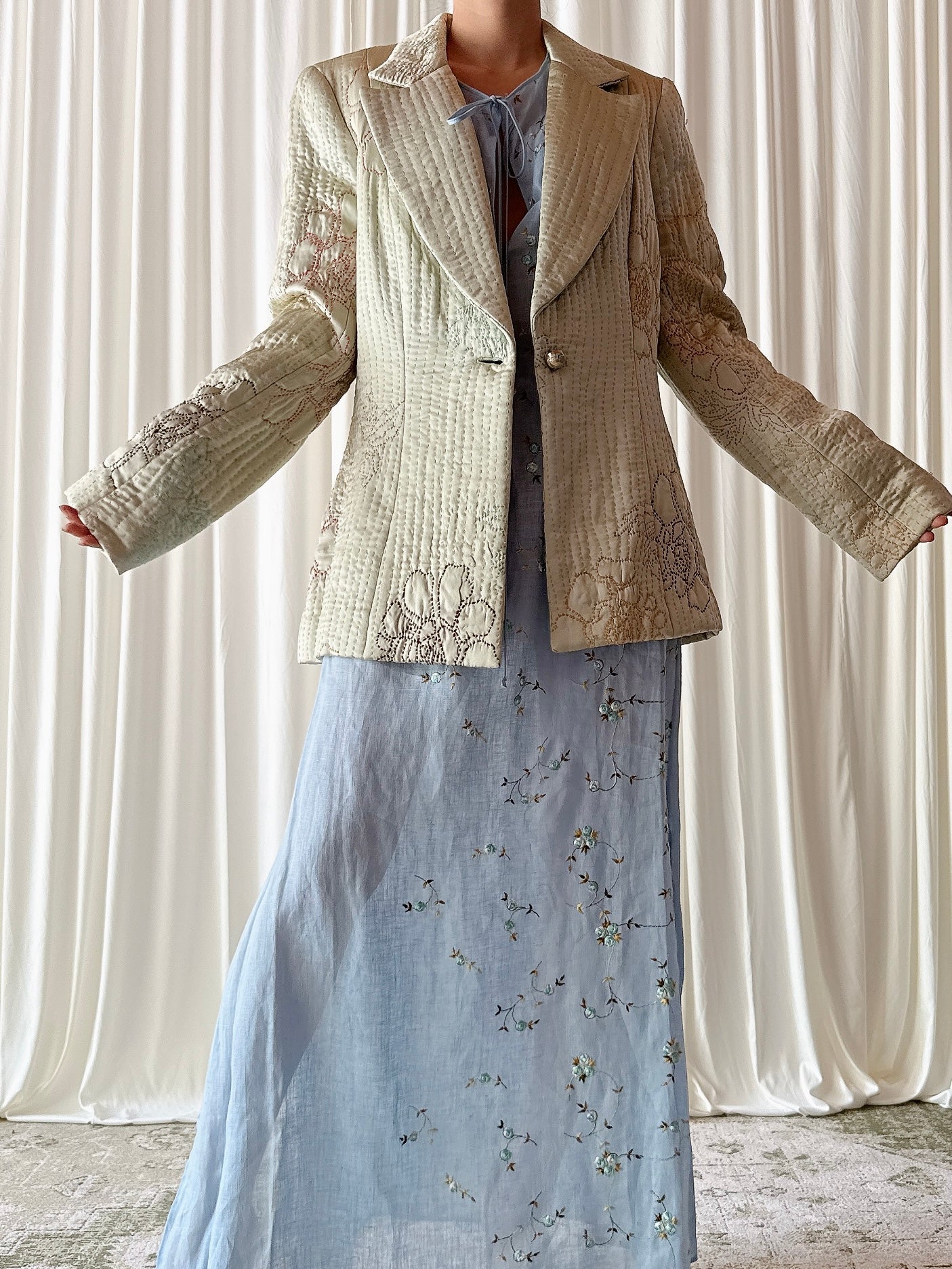 Vintage Futura Seafoam Silk Jacket - Size 44