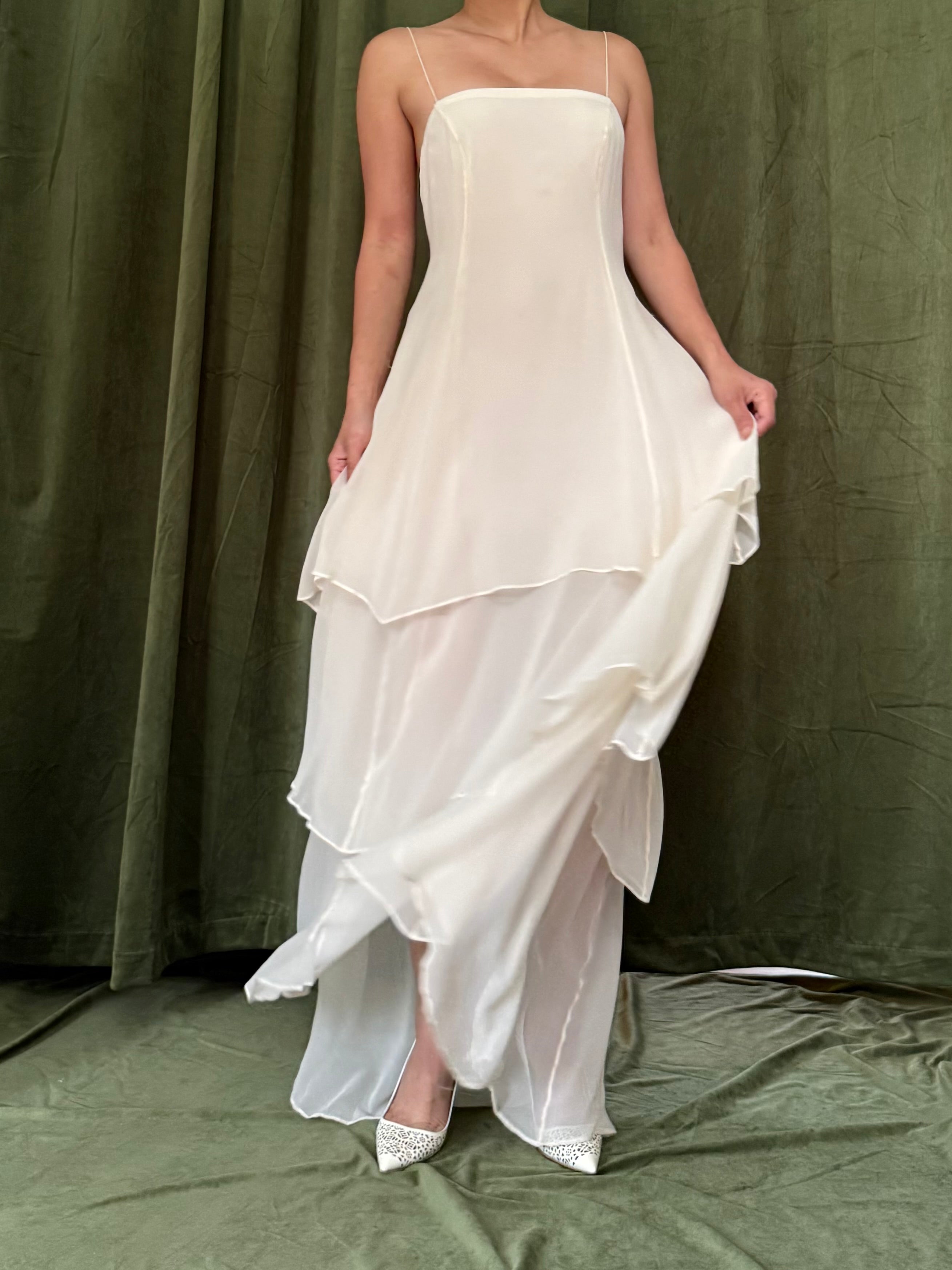 Vintage Naeem Khan silk chiffon tiered dress - M/6/8