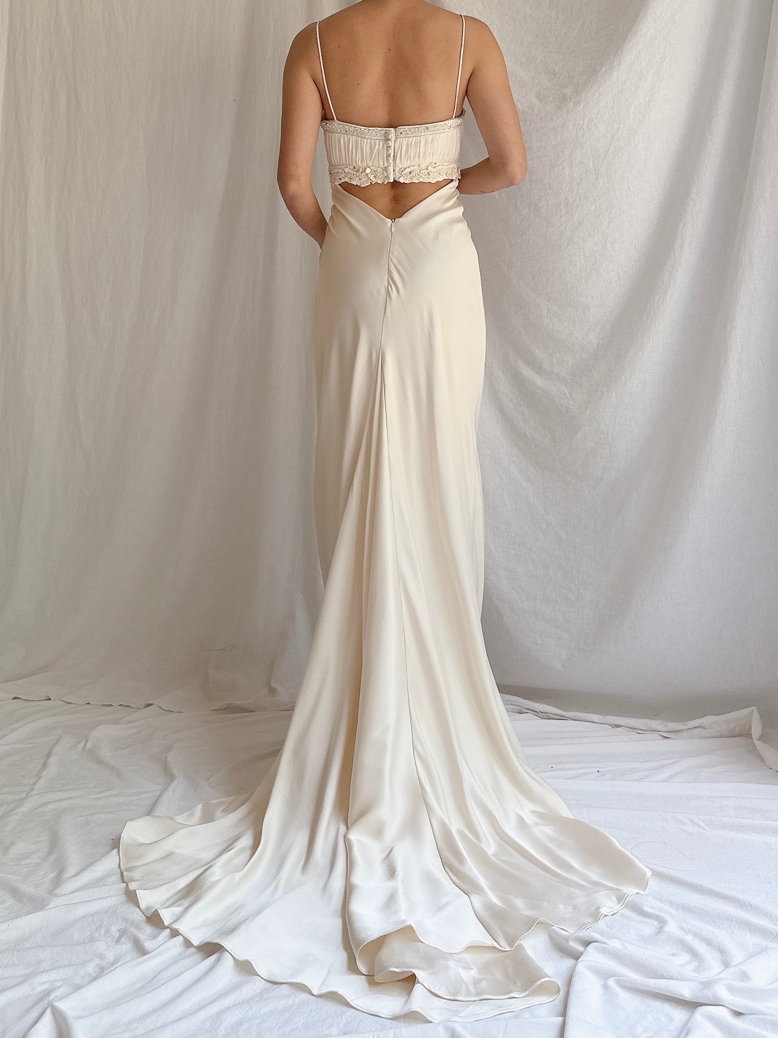 Vintage Silk Charmeuse Gown - XS/2-4