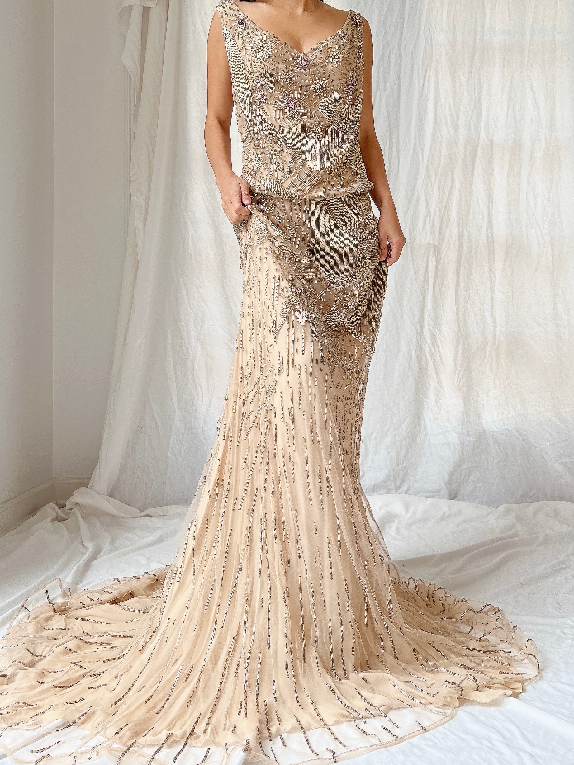 Vintage Silk Crochet Dress - S