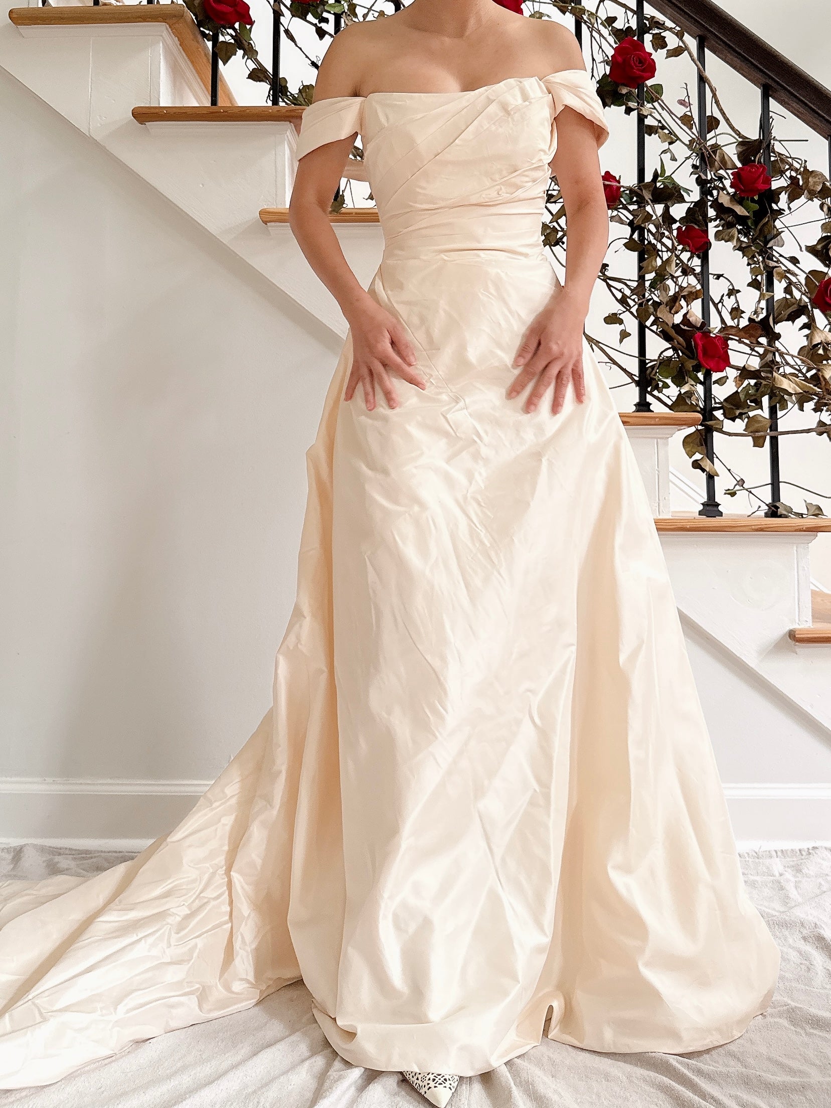 Vintage Silk Draped Gown - S