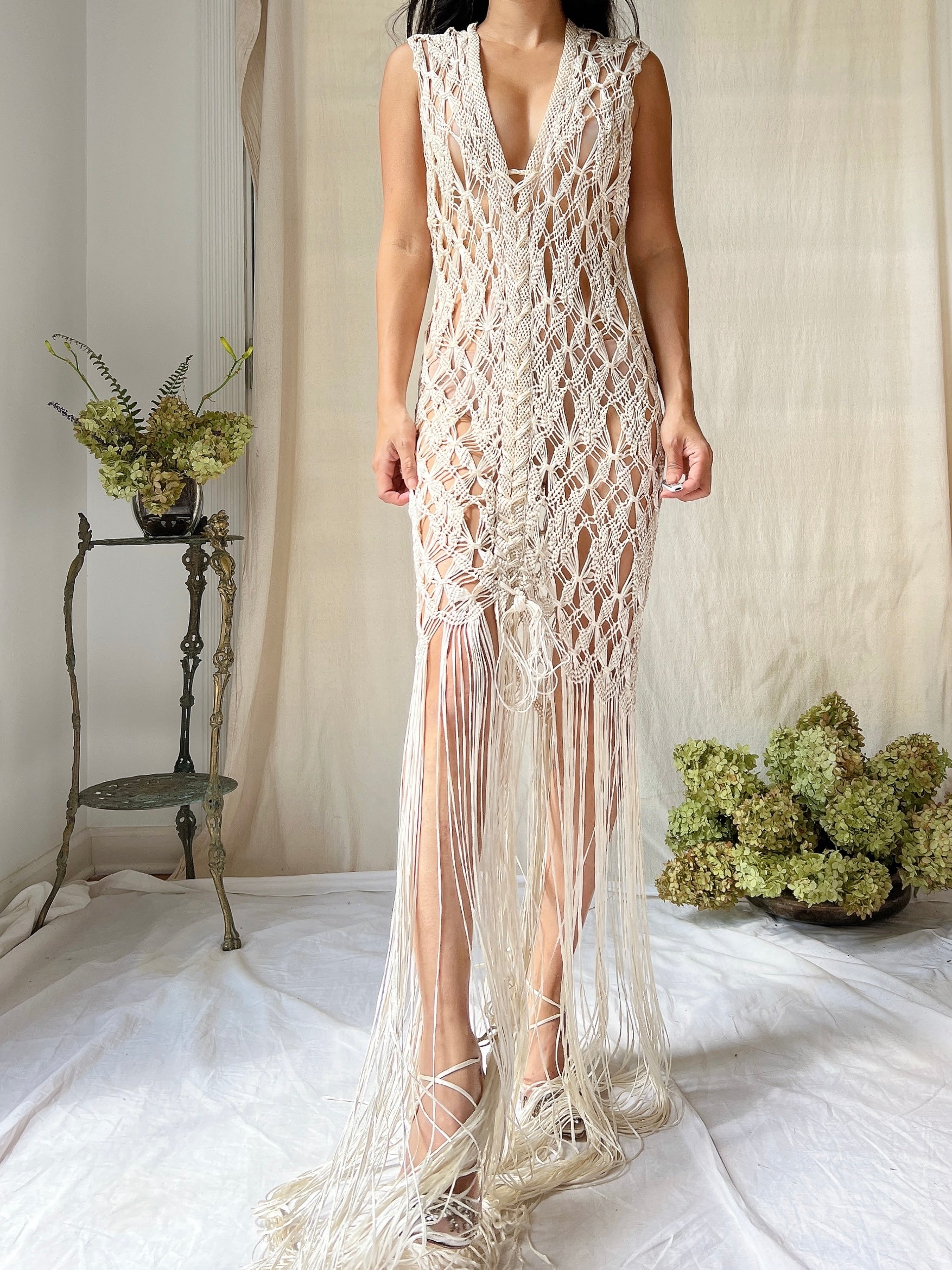 Vintage Macrame Reversible Gown - S-M