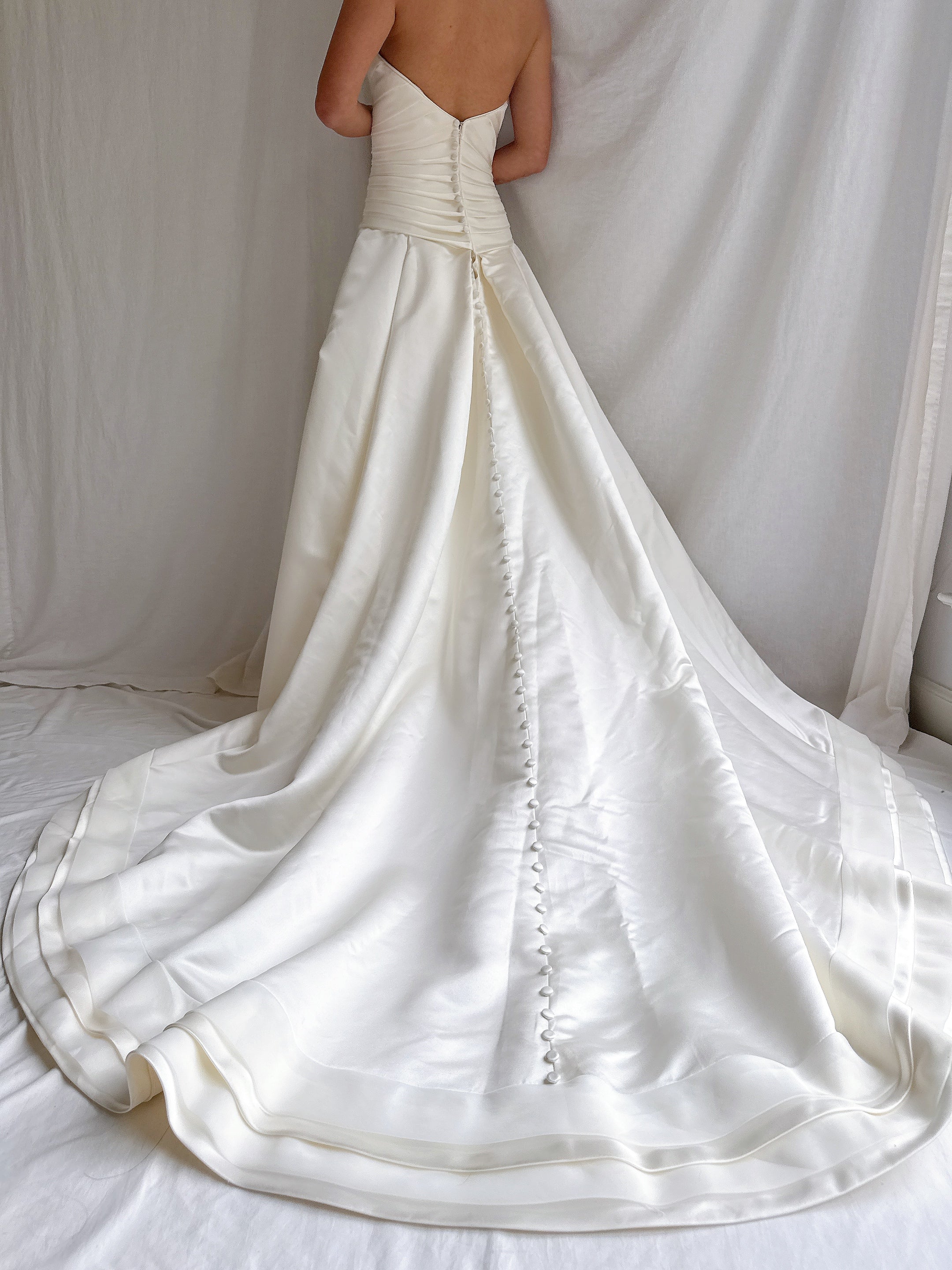 Vintage Satin Strapless Gown - M