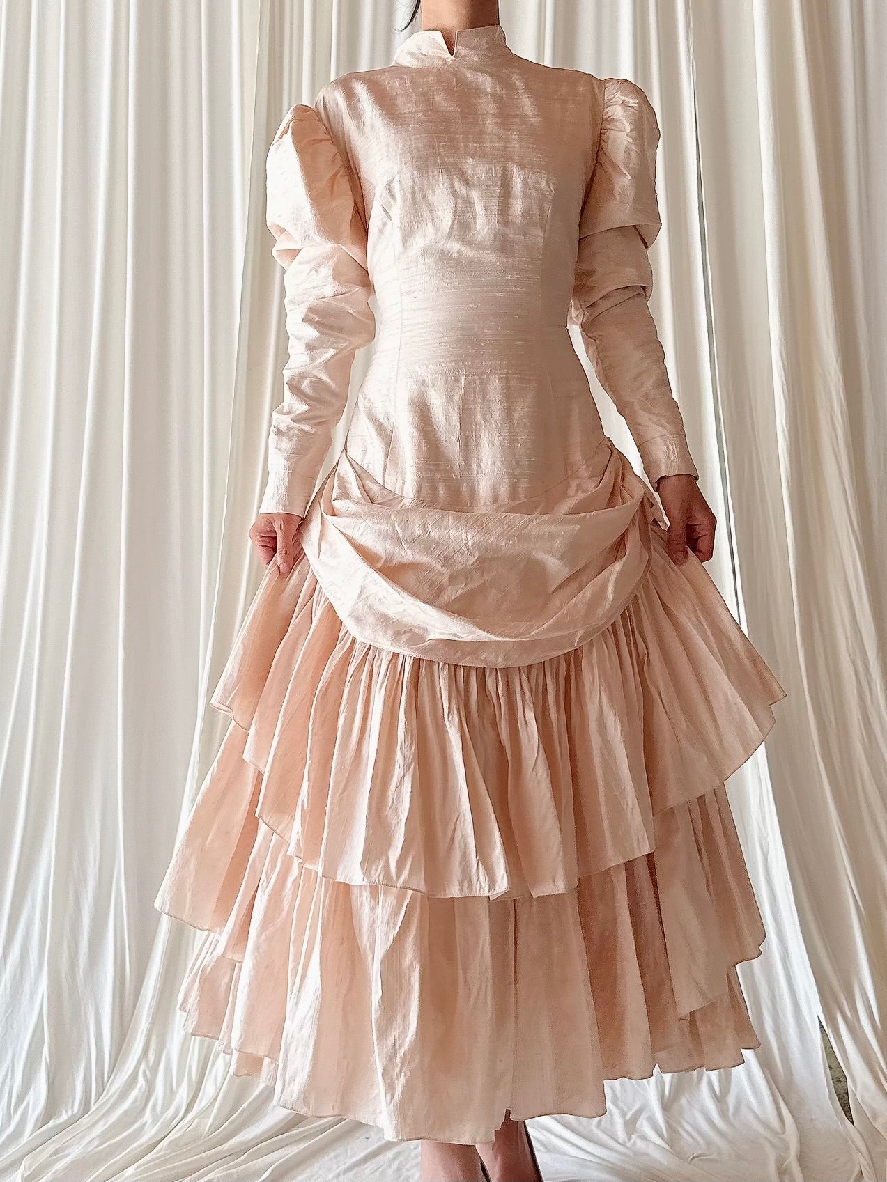 Vintage David Fielden Raw Silk Seashell Dress - M