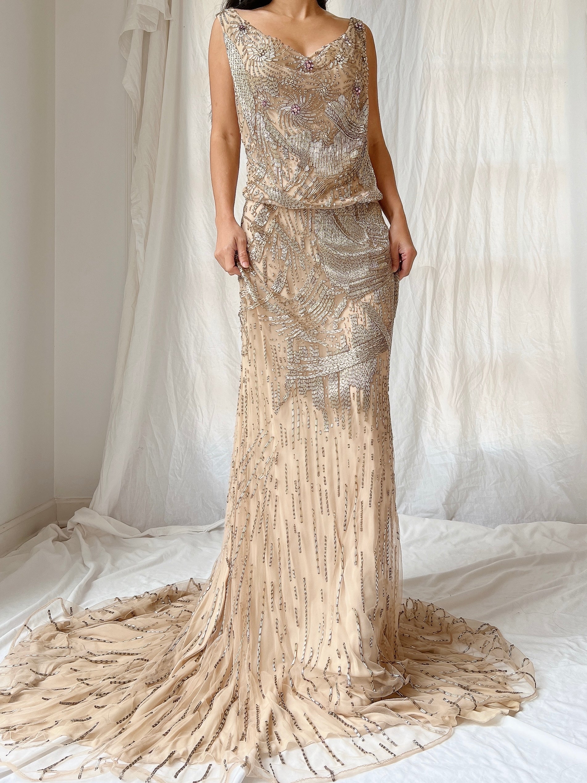 Vintage Silk Crochet Dress - S