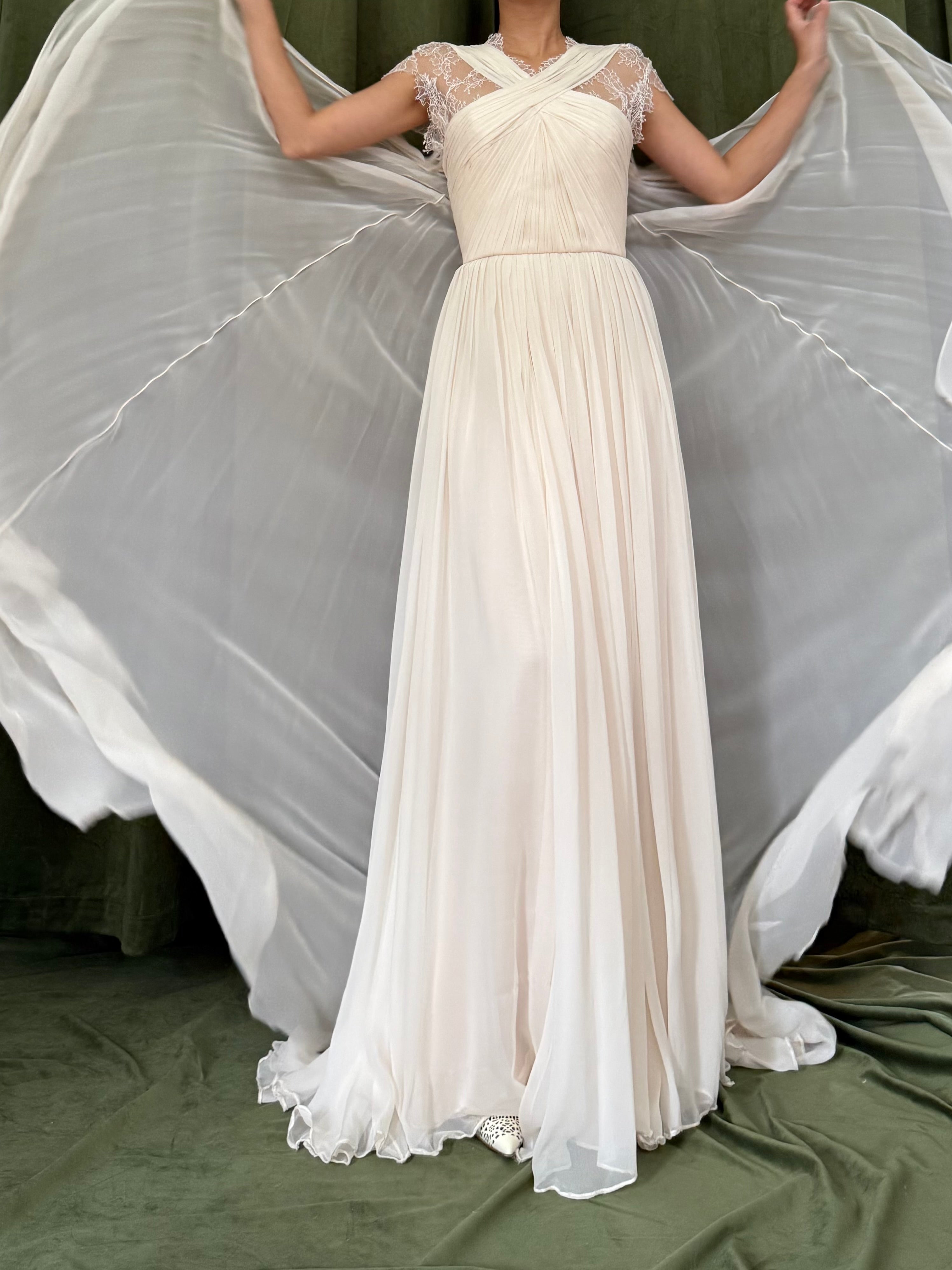 Vintage Monique Lhuillier Silk Chiffon Gown - S