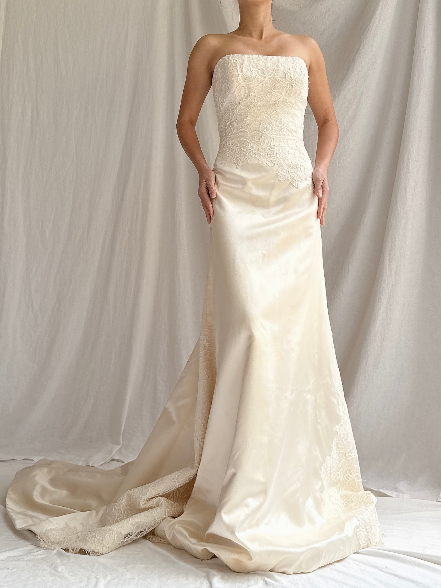 Vintage Miosa Couture Silk Strapless Gown - S/M