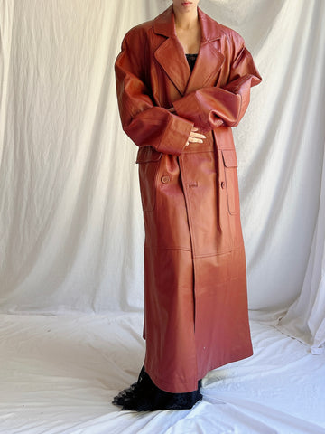 Vintage Burnt Sienna Leather Coat - M