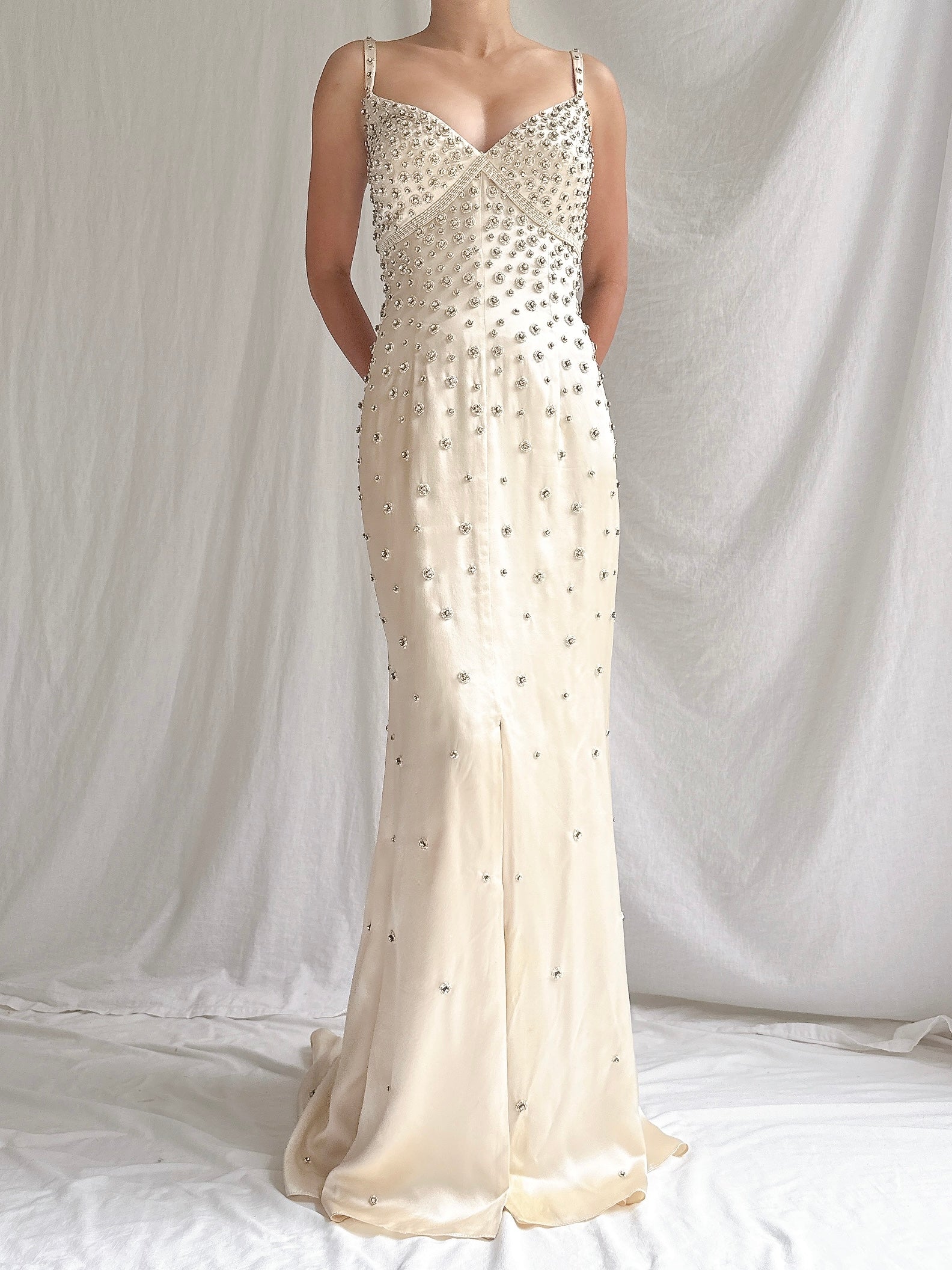 Vintage Silk Rhinestones Gown - M/6