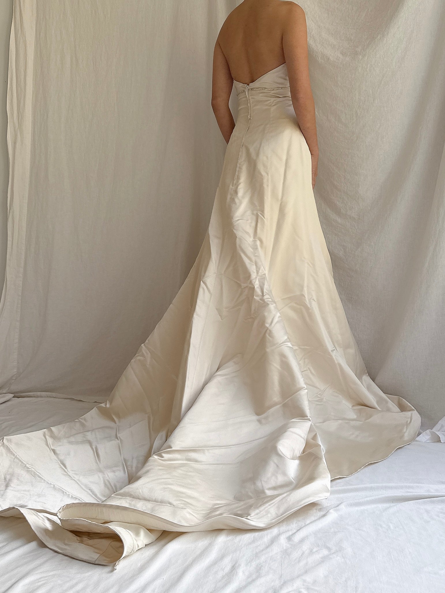Vintage Strapless Silk Gown - M UK 12