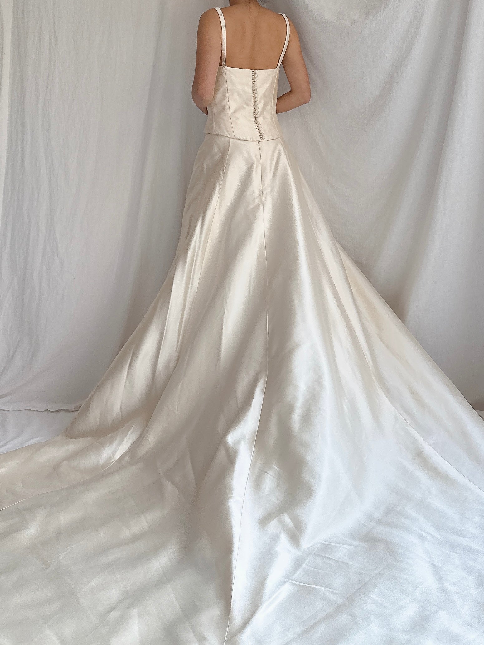Vintage Silk 2-Piece Wedding Ensemble - S/M 6 UK12