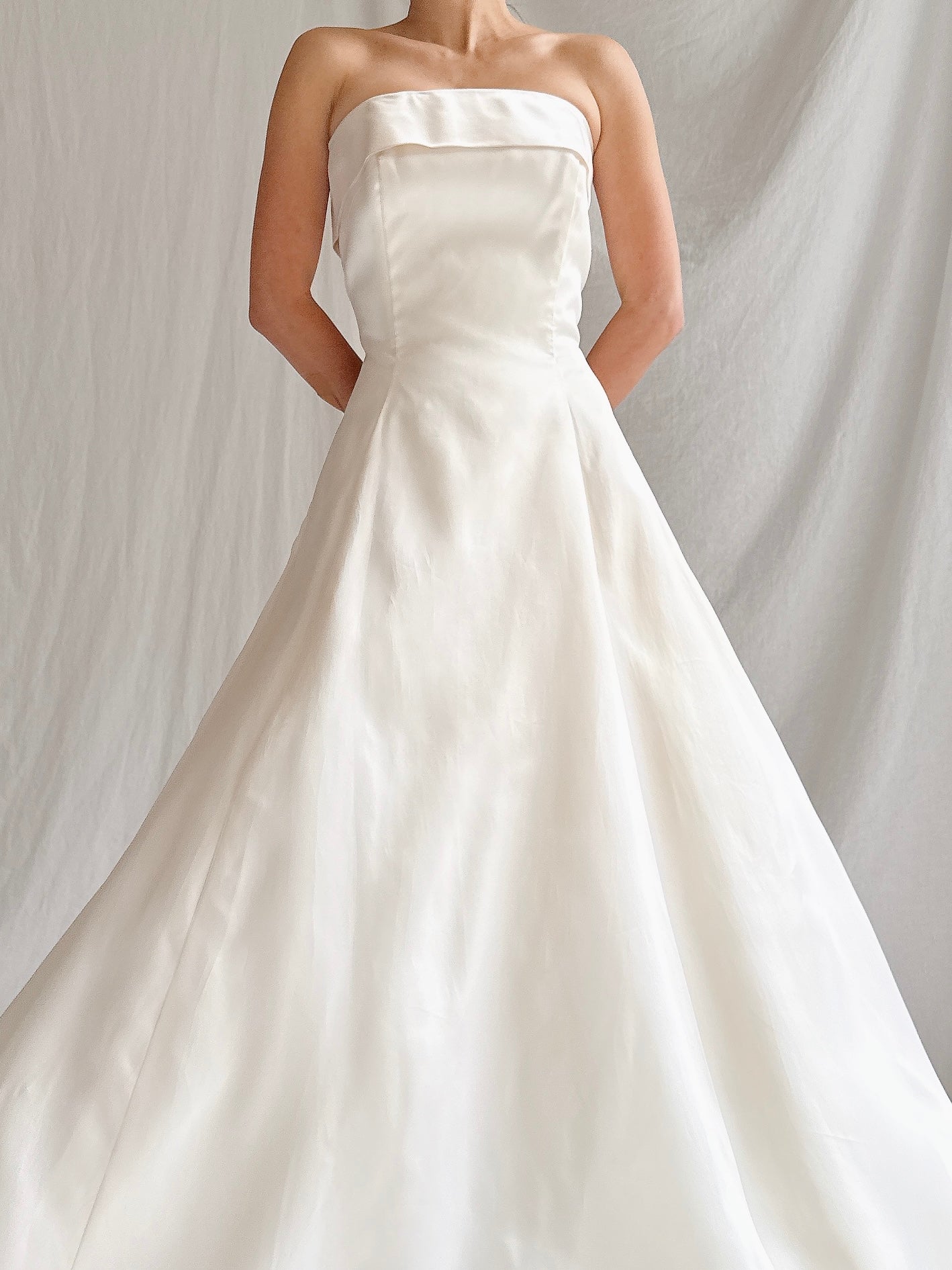 Vintage Silk Organza Strapless Gown