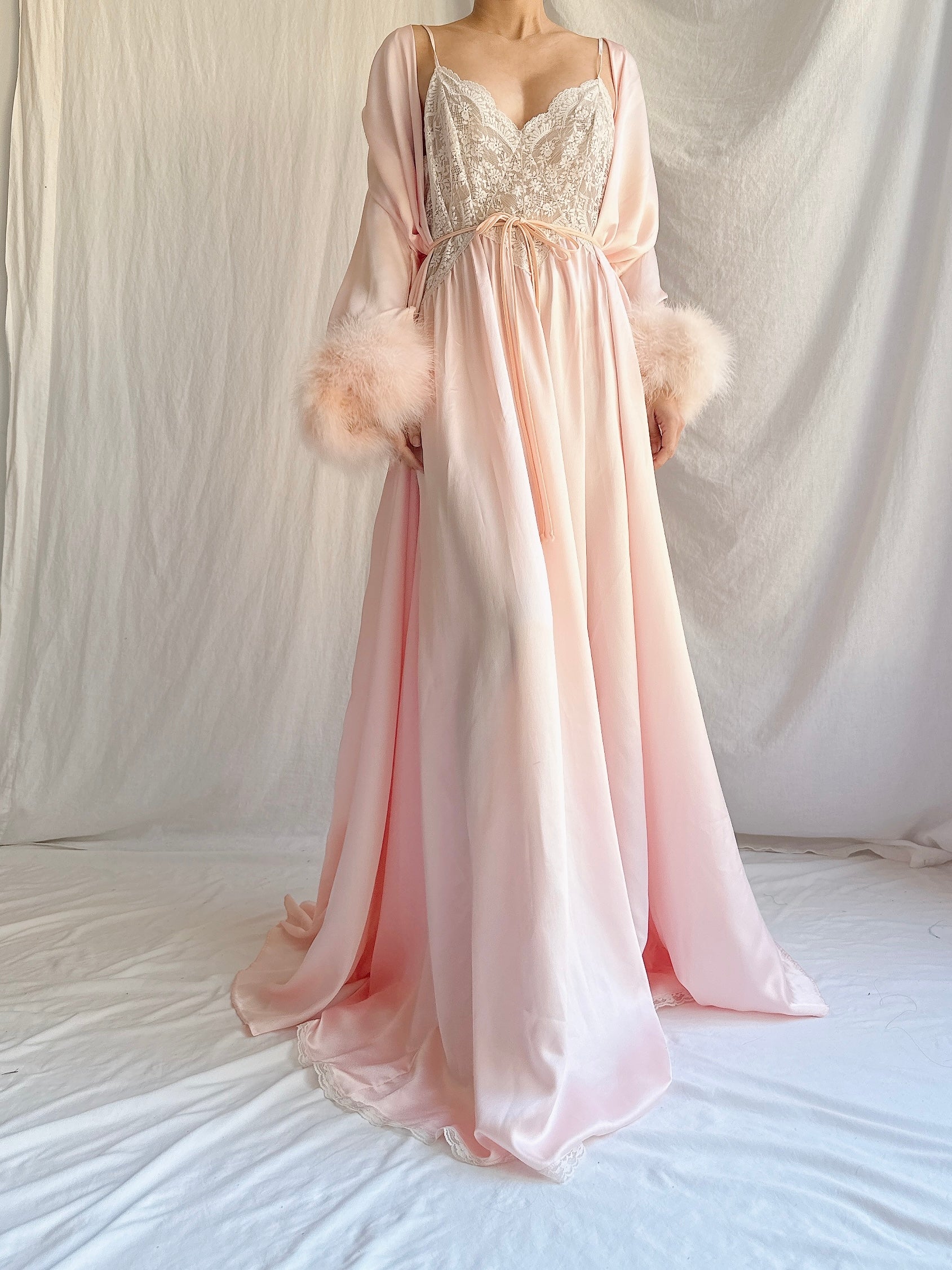 Vintage Pink Lucie Ann Feather 2 Piece Set - OSFM