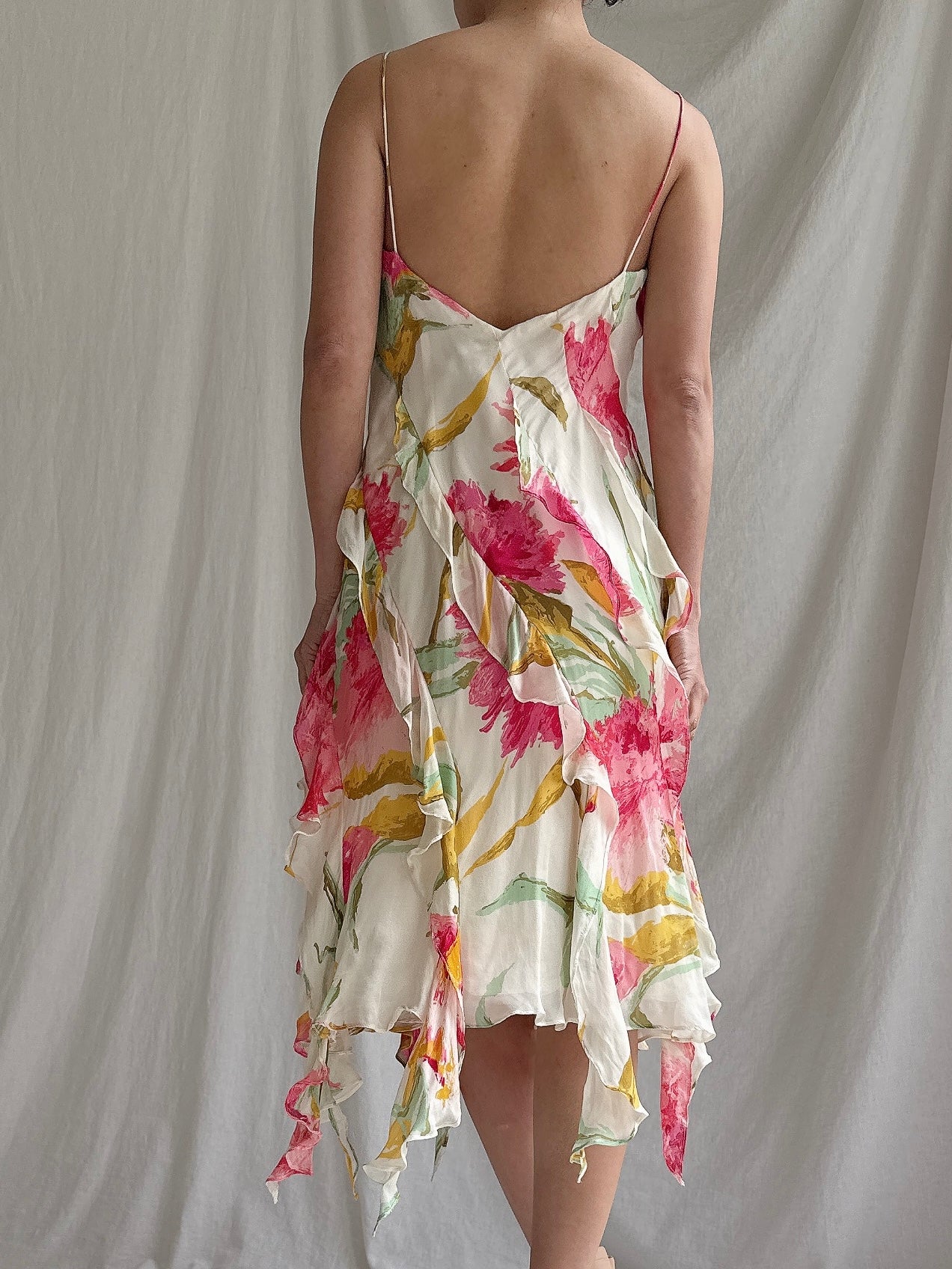 Vintage Floral Silk Slip - S