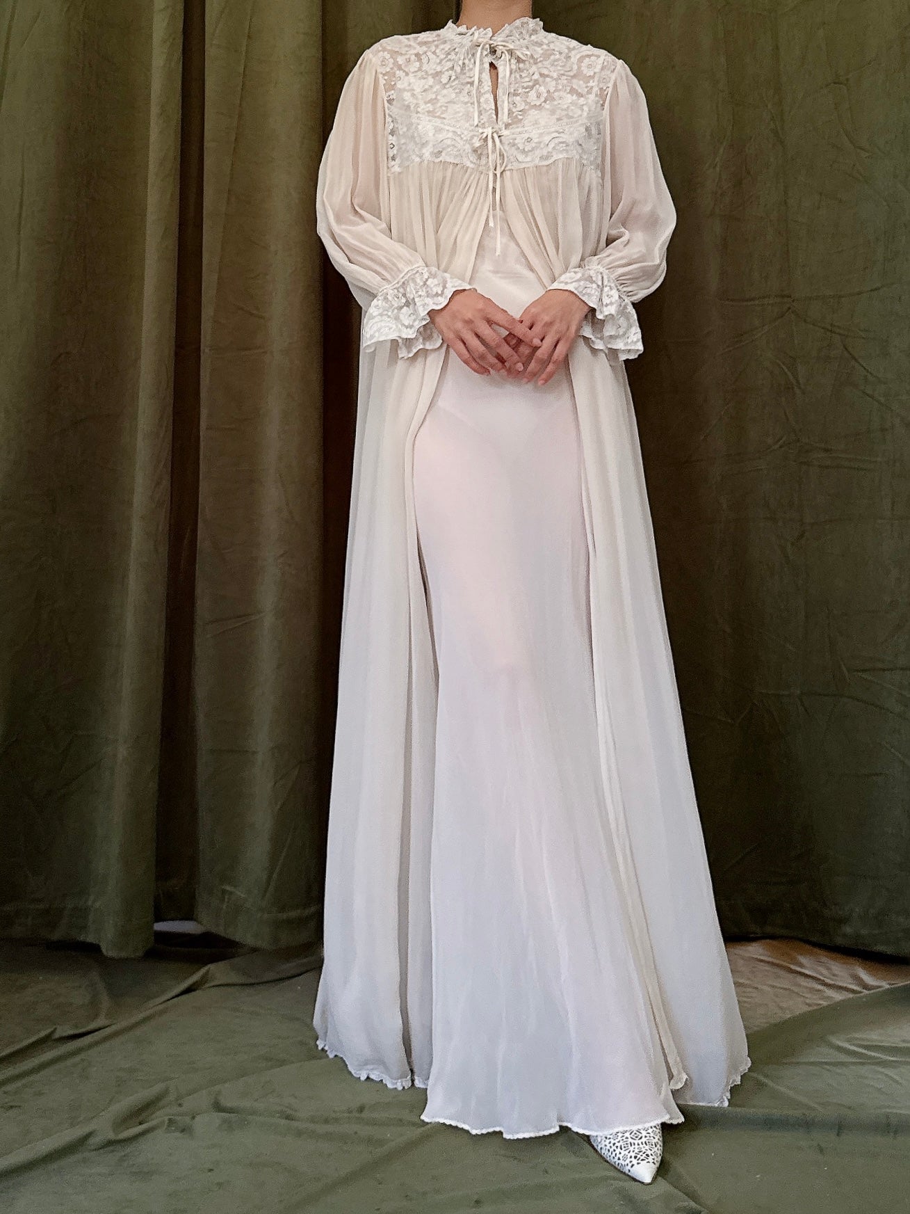 Vintage Silk Chiffon Duster - S