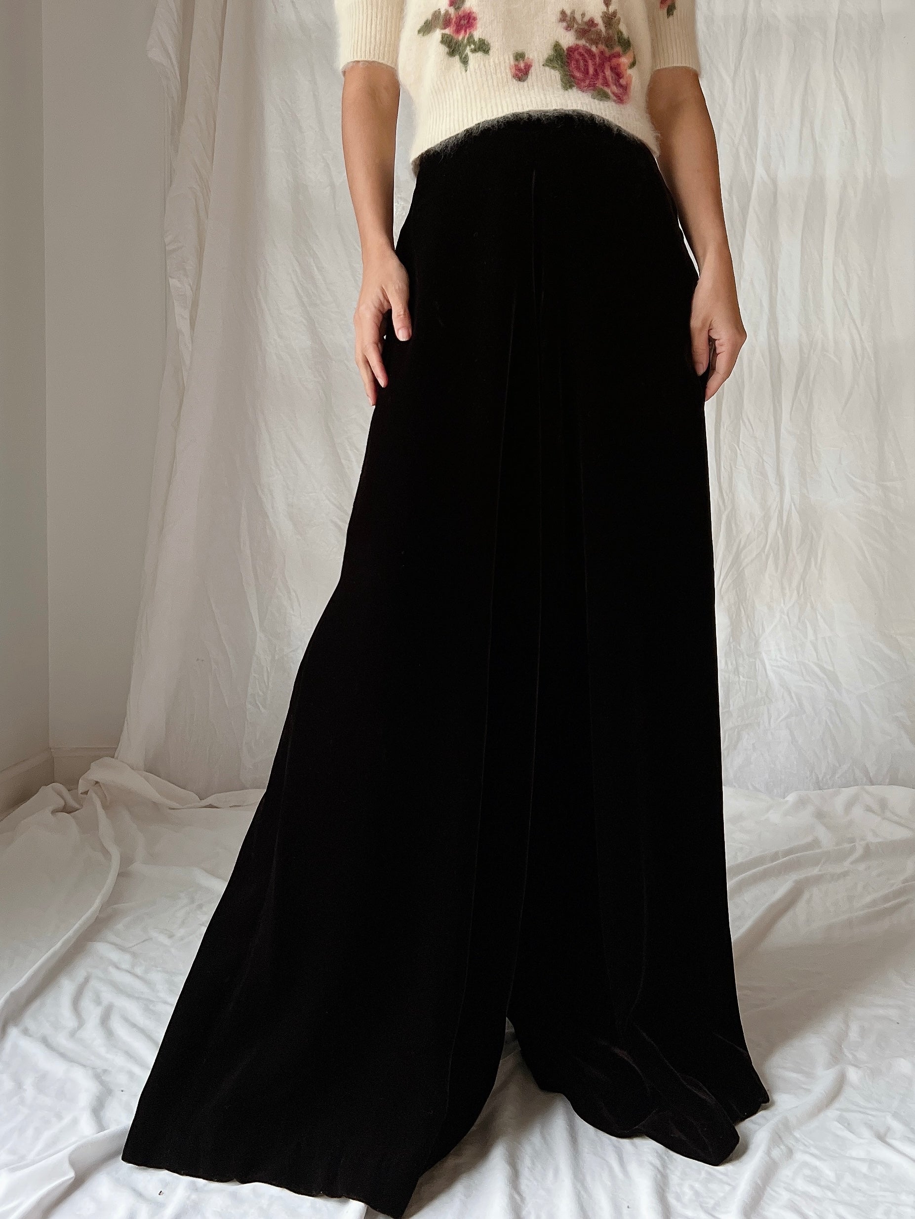Vintage Velvet Palazzo Pants - S