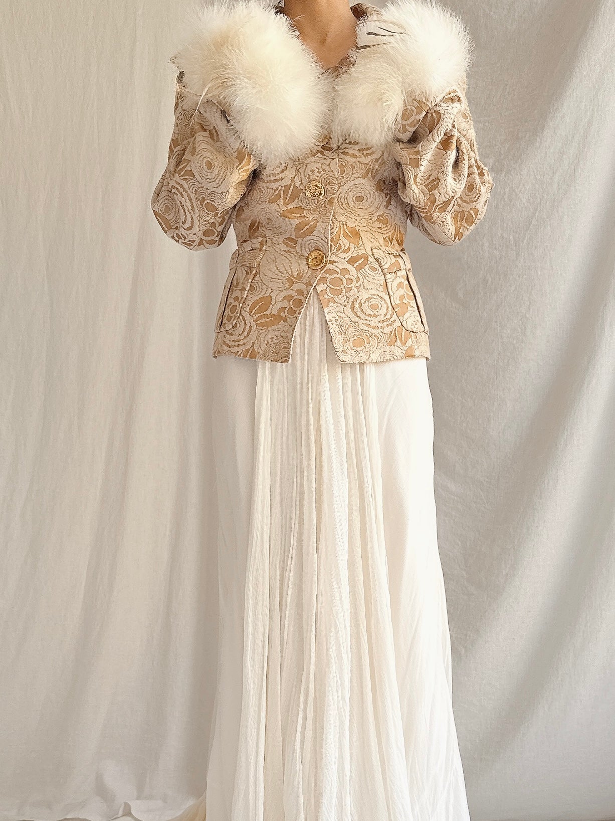 Vintage Futura Brocade and Feather Jacket - M