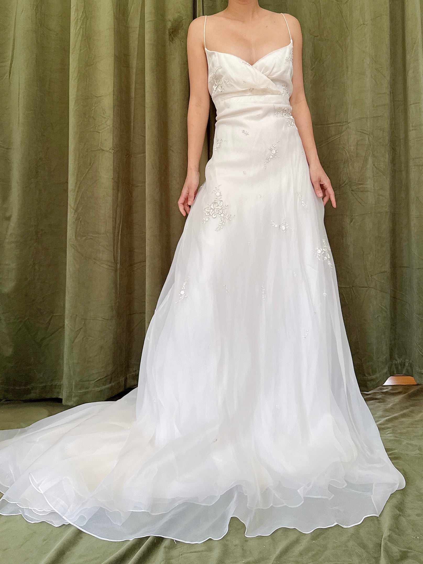 Vintage Silk Organza Dress with Appliqués - L/12