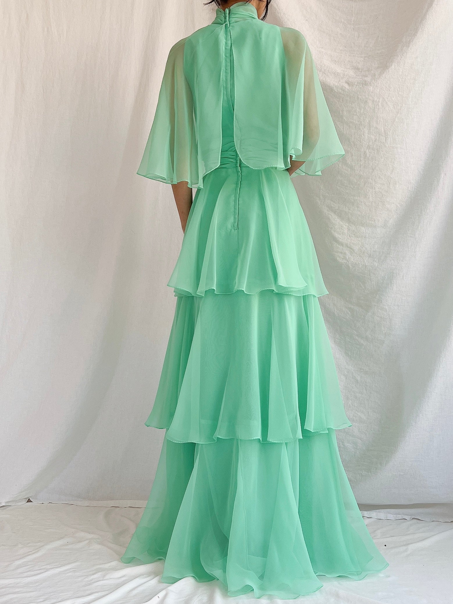 Vintage Teal Tiered Gown - XS/2