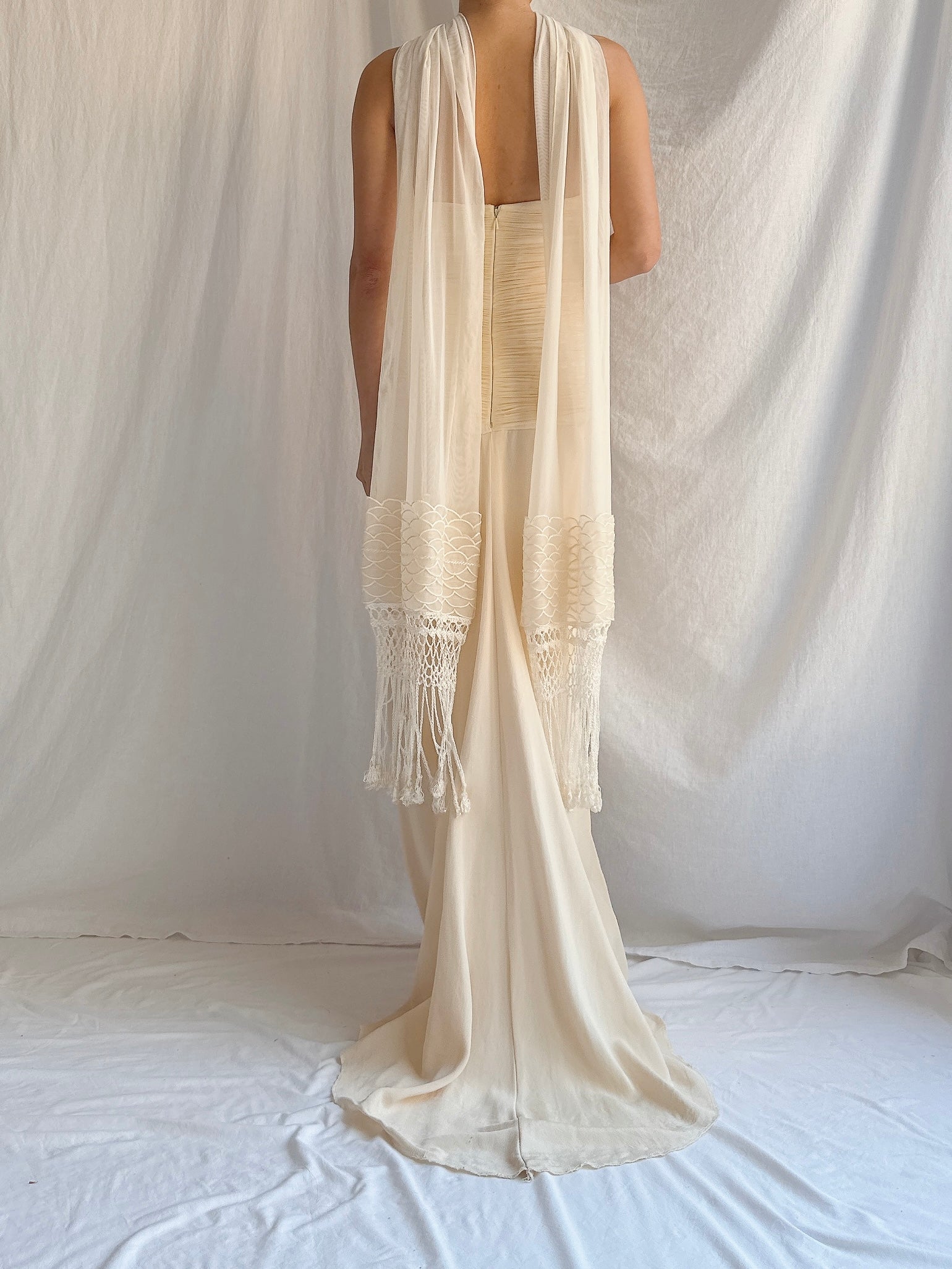 Vintage Silk Keyhole Dress - S/4/6