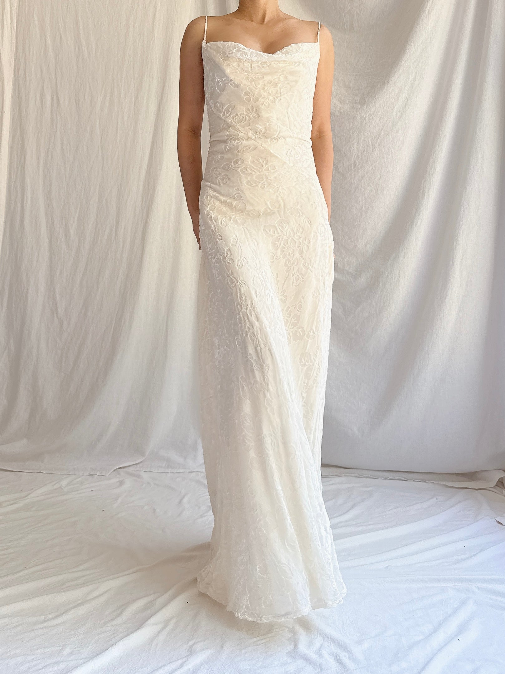 1990s Velvet Devore Bias Cut Gown - S-M