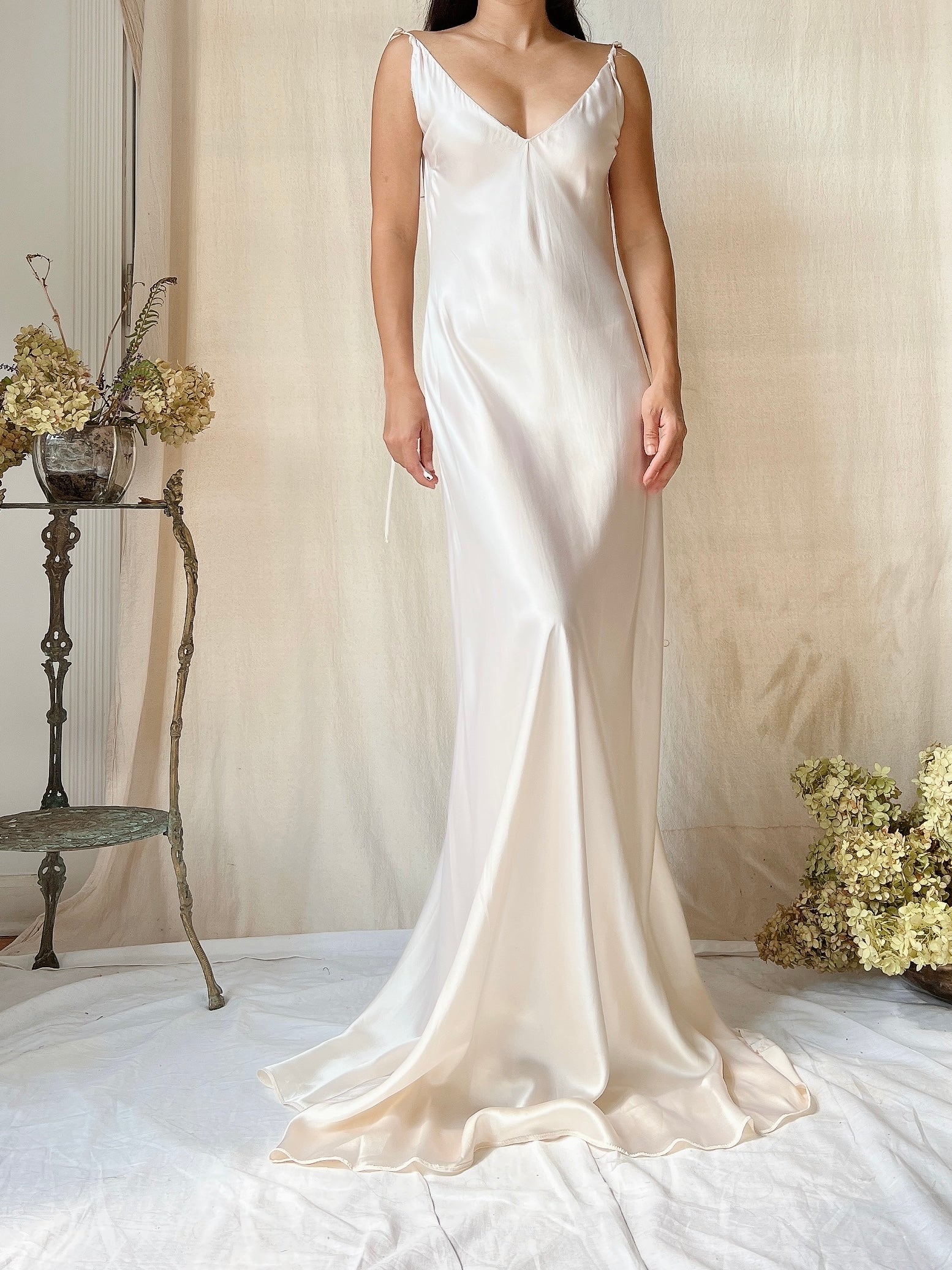 Vintage Silk Bias Slip Gown - M