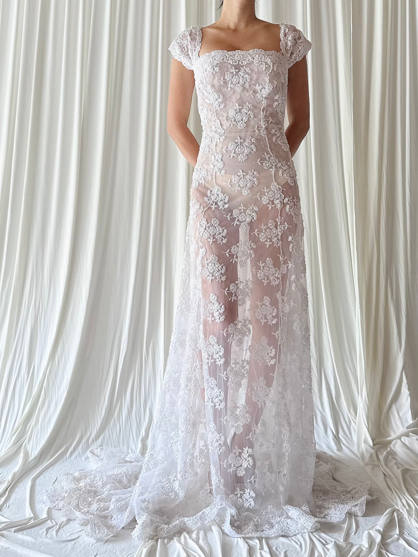 00 Tulle Beaded Dress - S